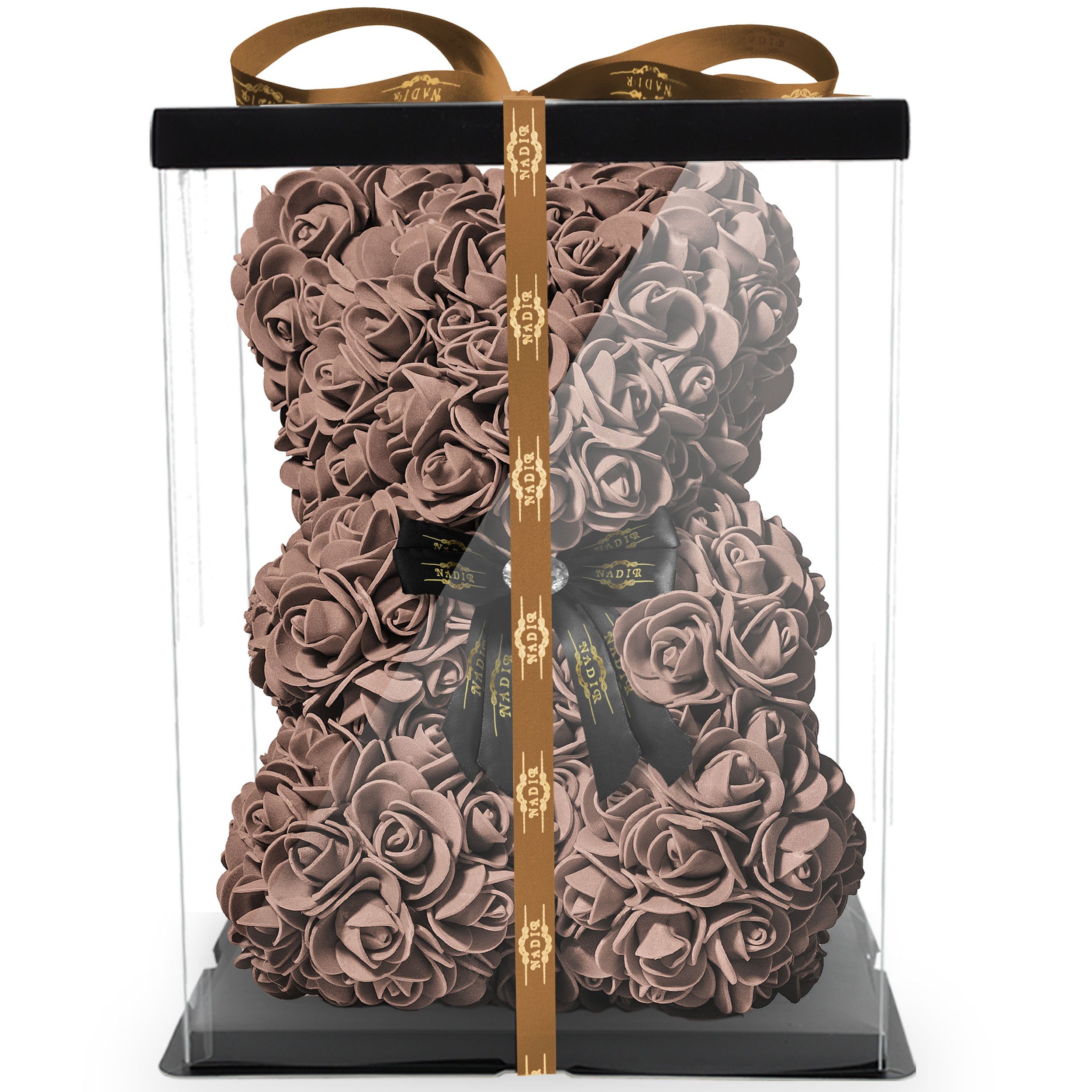 Kunstblume Rosenbär mit Geschenkbox Farben mit Geschenk für Freundin 25 cm Künstliche Pflanze, NADIR