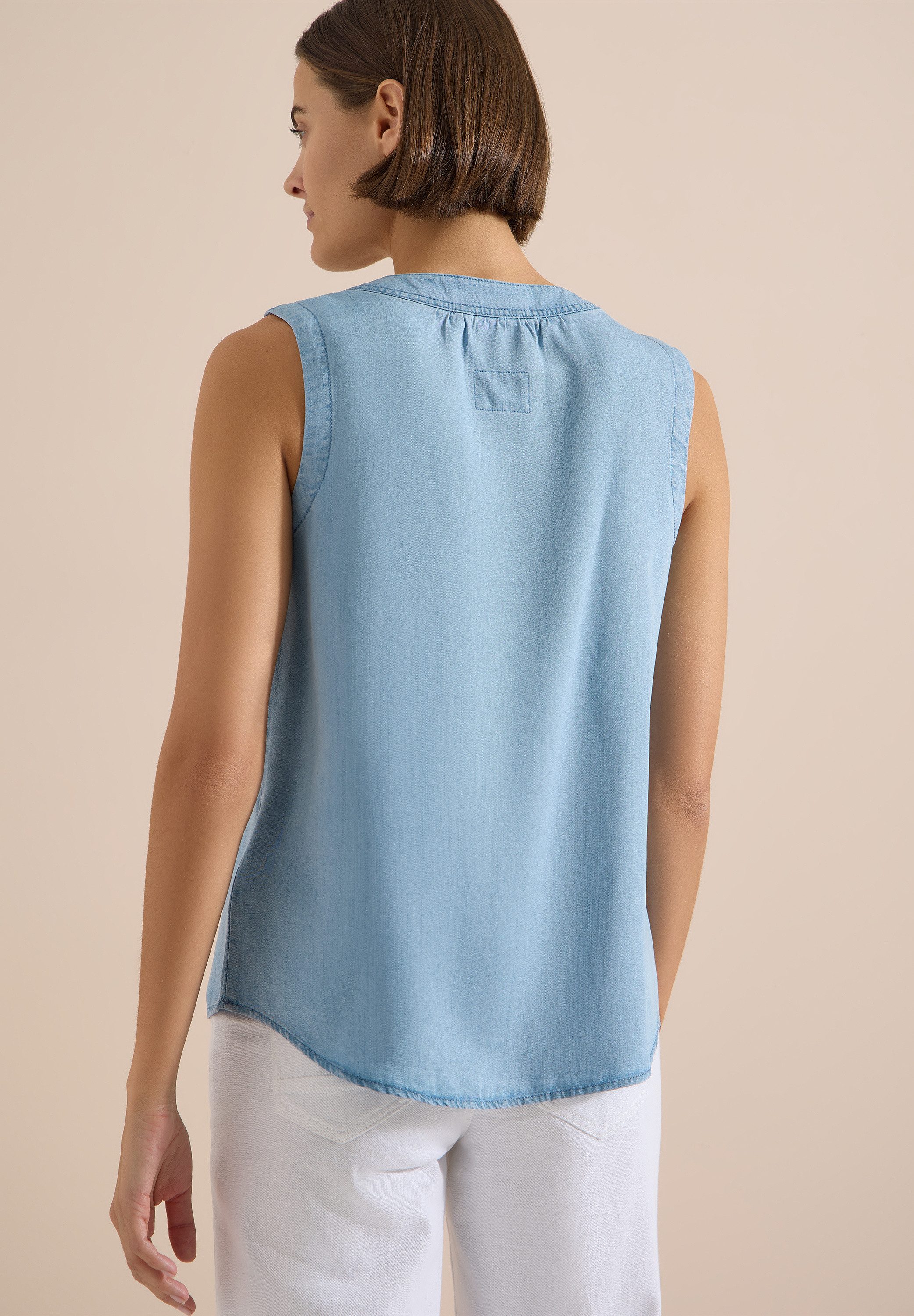 CECIL Blusentop Blusentop - Sommershirt im Denim-Look mit V-Neck