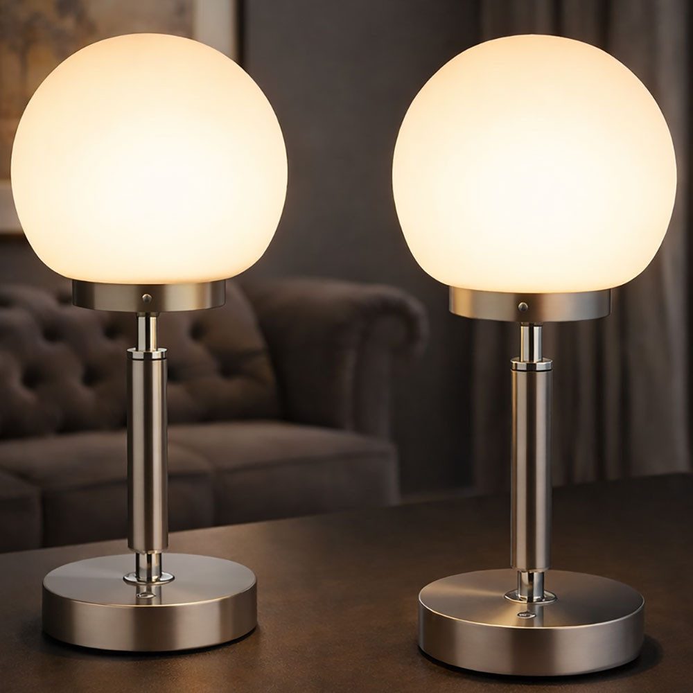 GLOBO LIGHTING LED Tischleuchte, LED-Leuchtmittel fest verbaut, Kaltweiß, Warmweiß, Neutralweiß, Tageslichtweiß, Farbwechsel, Tischlampe Nachttischlampe Touchdimmer Akku LED Wohnzimmerlampe 2x
