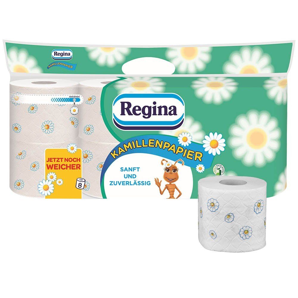 REGINA Drucker- und Kopierpapier Regina 340367 Toilettenpapier Kamillenpapier 3-lagig 8 Rollen