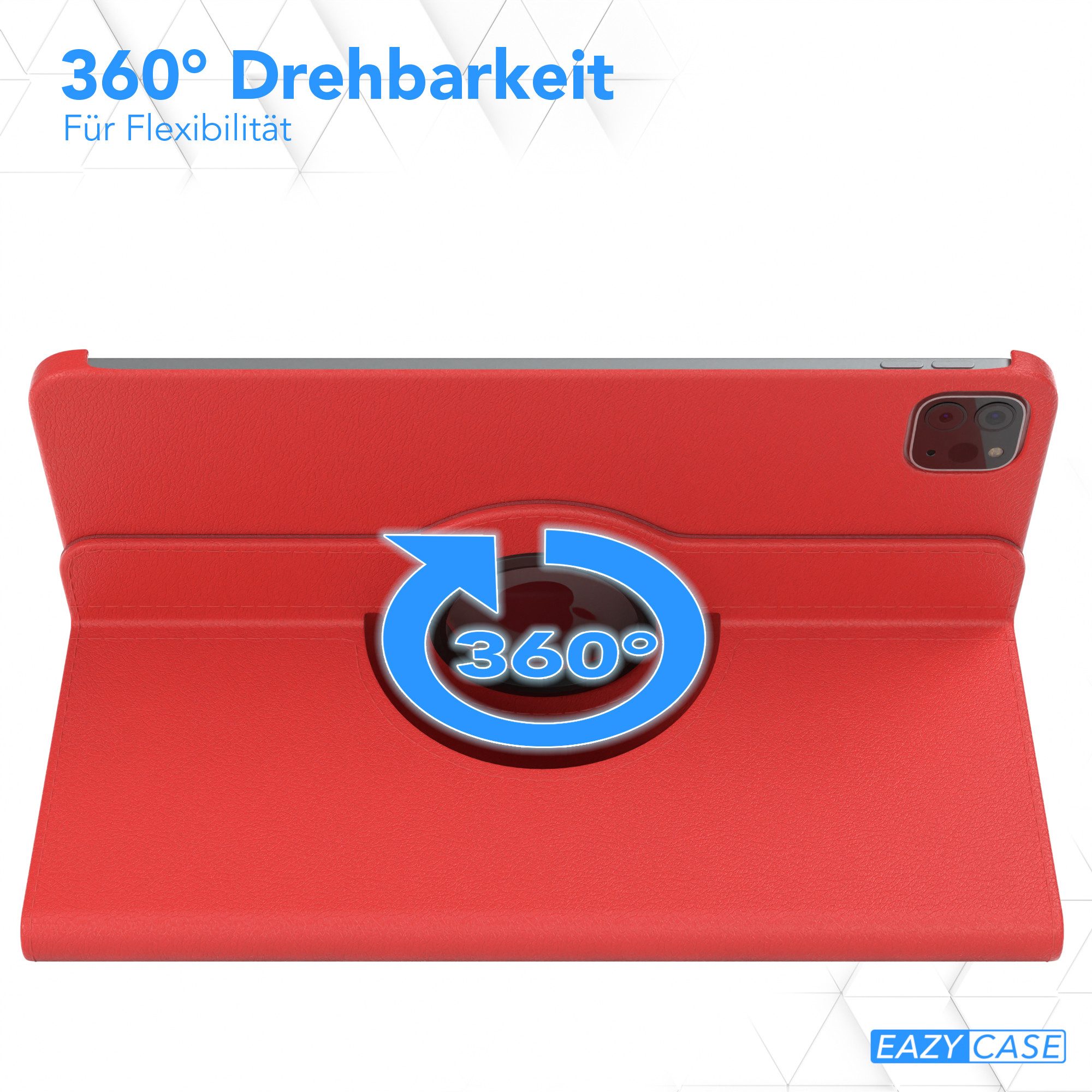 EAZY CASE Tablet-Hülle Rotation Case für iPad Pro 11" 1./2./3./4. Gen. 11 Zoll, Tabletcase Flipcover Smart kratzfest Hülle aufstellbar drehend Rot – Bild 3 von 5
