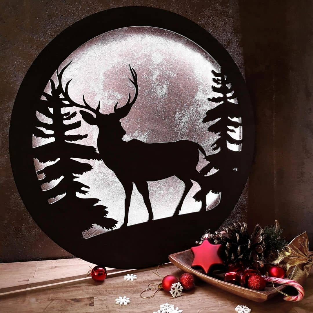 K&L Wall Art LED Wandleuchte LED-Ring Leuchtring hinterleuchtetes Holzposte günstig online kaufen