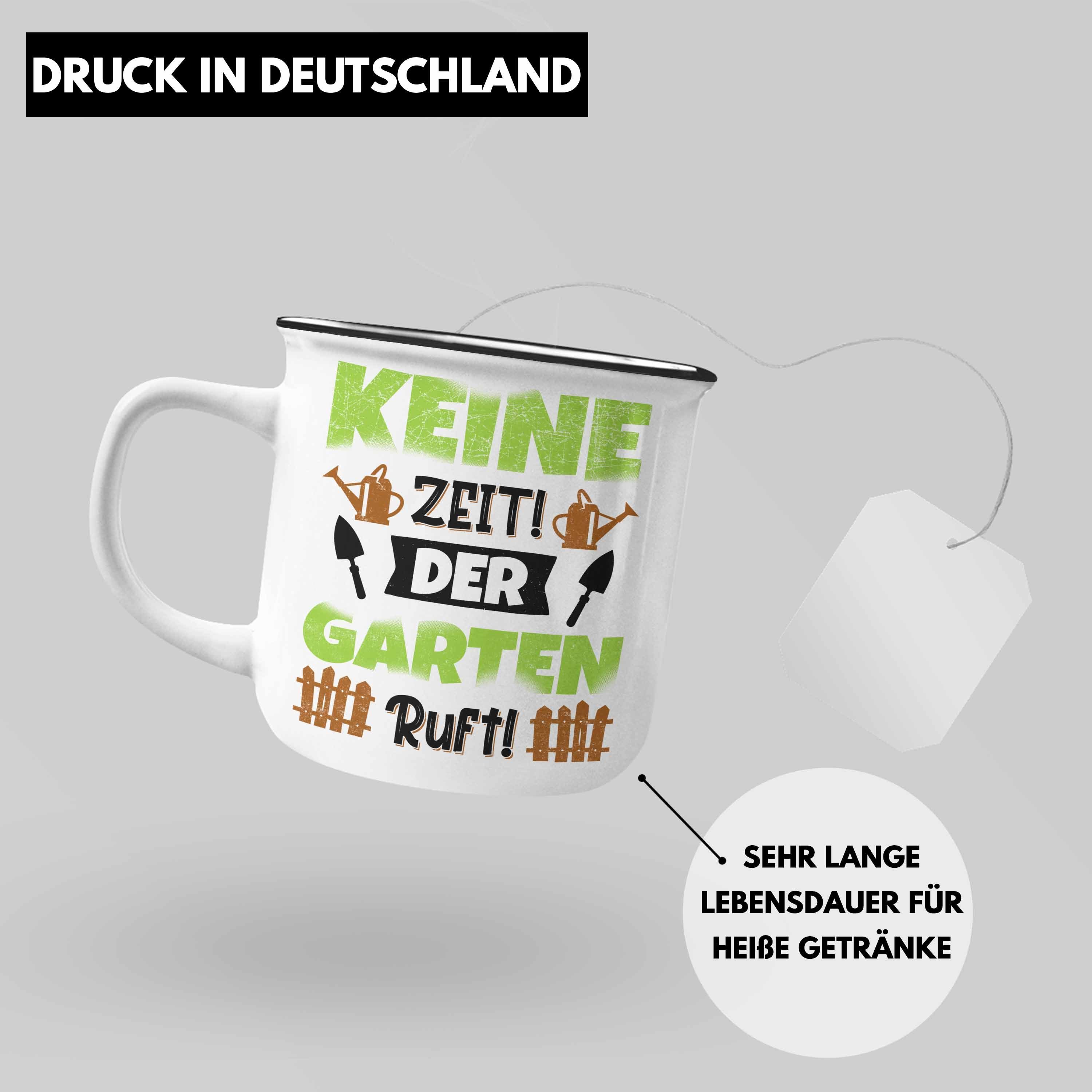 - Tasse Trendation Thermotasse Garten Trendation Emaille KaffeeEmaille Spruch für Geschenk Becher Tasse Gärtner Garten Silber Hobbygärtner