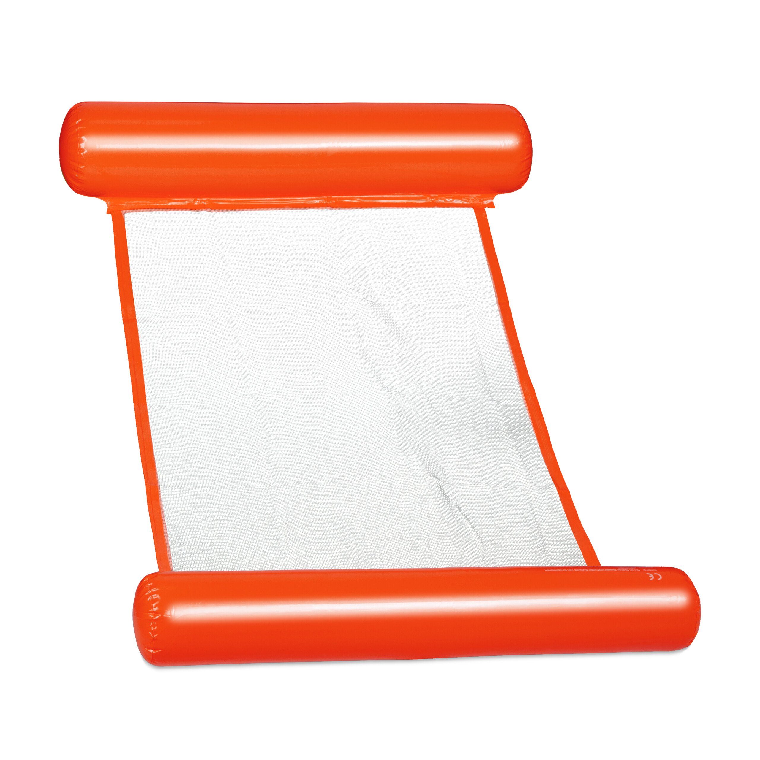 relaxdays Schwimmreifen Schwimmhängematte mit Weiß Netz, Orange Orange