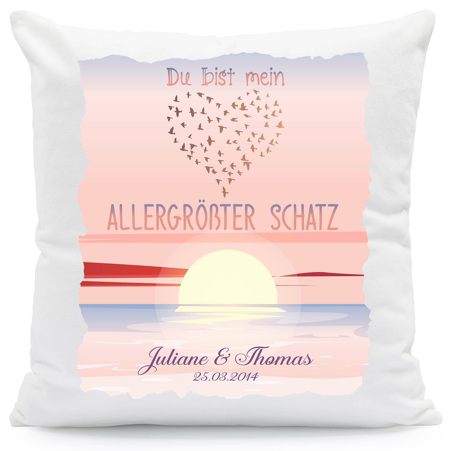 GRAVURZEILE Zierkissen Kissen mit Spruch Allergrößter Schatz
