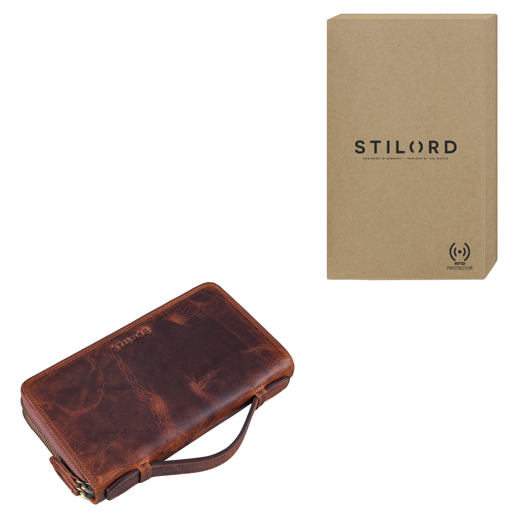 STILORD Geldbörse "Sean" Große Geldtasche Herren Leder mit Handgelenk Griff RFID Schutz