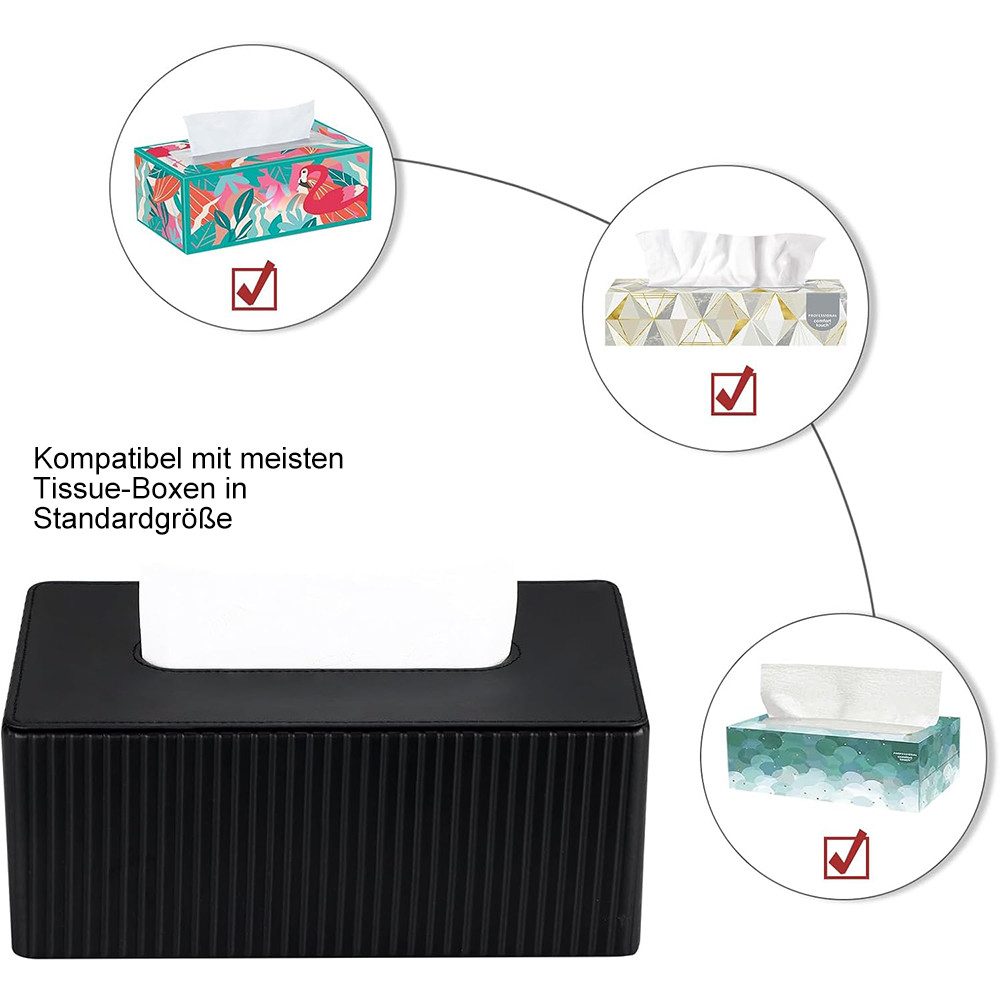 AFKSMILE Papiertuchbox Kosmetiktücherbox Taschentuchbox aus PU Leder Modern Tissue Box, Rechteckige Tissue Box Tücherbox für Wohnzimmer, Badezimmer & Büro – Bild 4 von 5