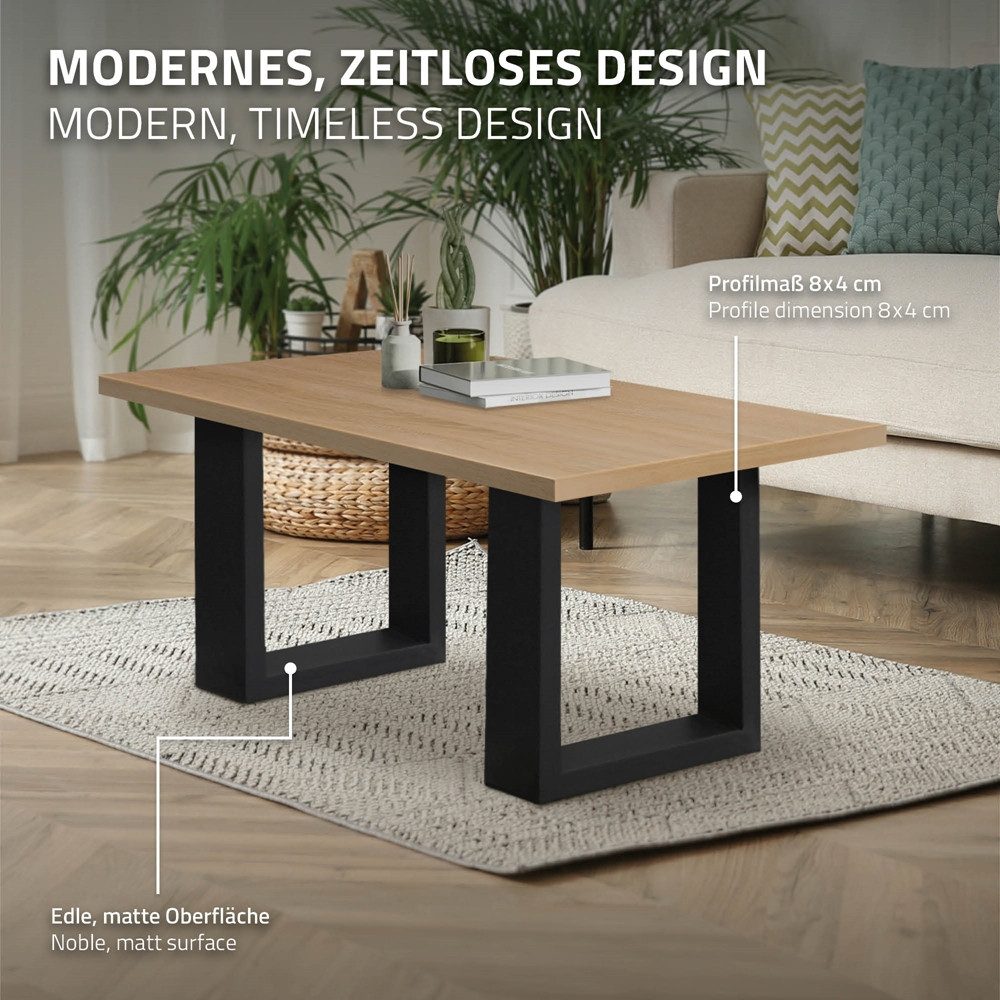 ECD Germany Tischbein 2x Tischkufen aus Vierkantprofilen aus pulverbeschichtetem Stahl, Tischgestell Bankkufen modernes Industriedesign Möbelfüße aus Metall – Bild 4 von 5
