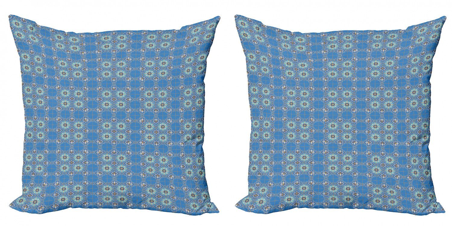Kissenbezüge Modern Accent Doppelseitiger Digitaldruck, Abakuhaus (2 Stück), marokkanisch Patchwork-Art-Blau