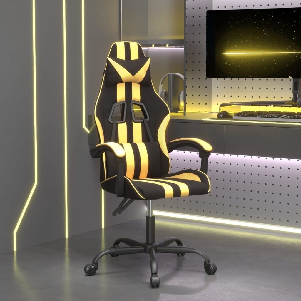 furnicato Golden (1 Gaming-Stuhl Kunstleder St) Schwarz und