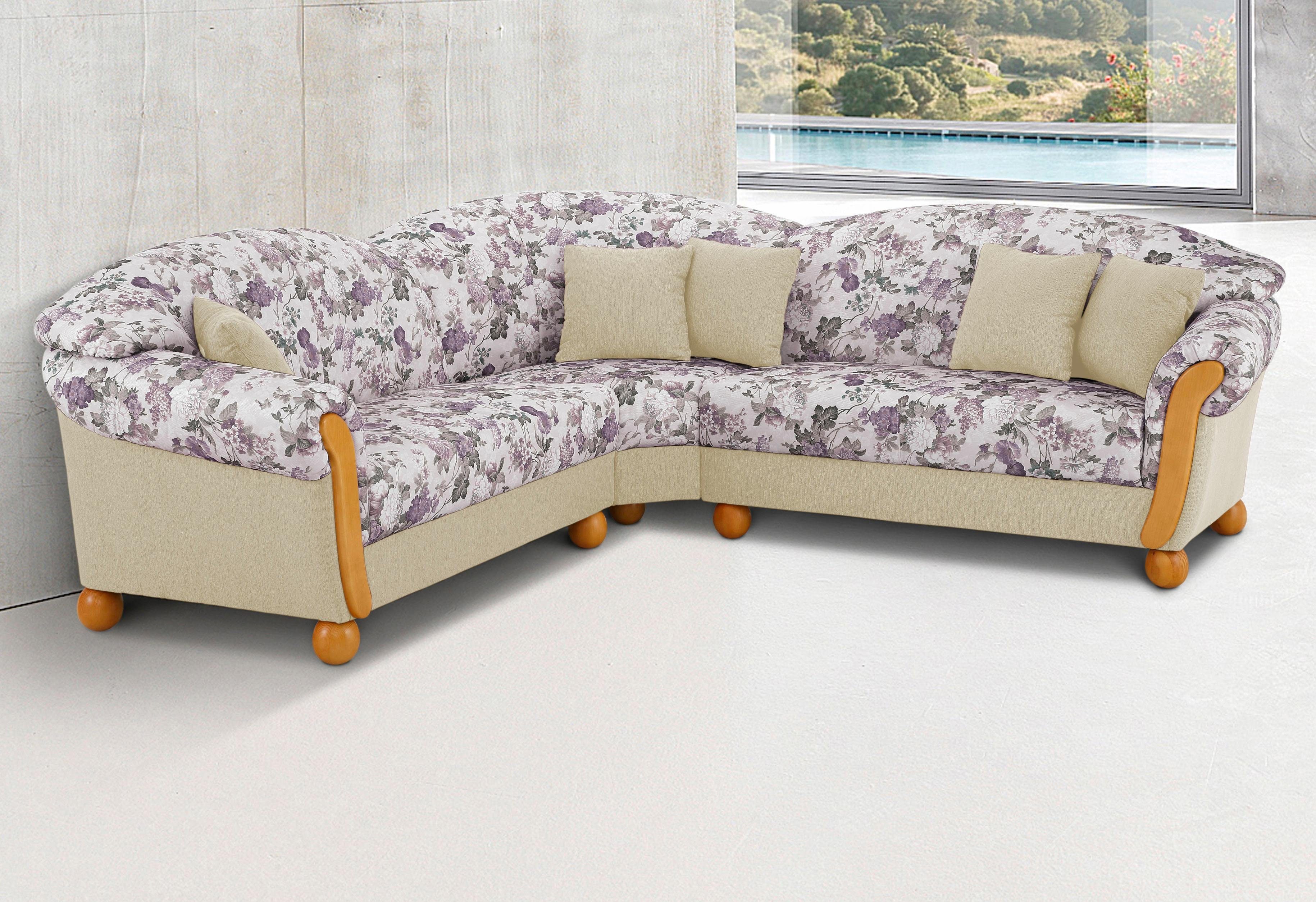 Home affaire Ecksofa Milano, bequem mit Federkern, B/T/H 233/233/83cm, Landhausstil, L-Form, gleichschenklig