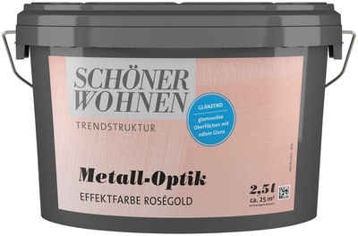 SCHÖNER WOHNEN-Kollektion Wandfarbe Metall-Optik Effektfarbe, 2,5 Liter, roségold, glänzende Effektfarbe für metallischen Look