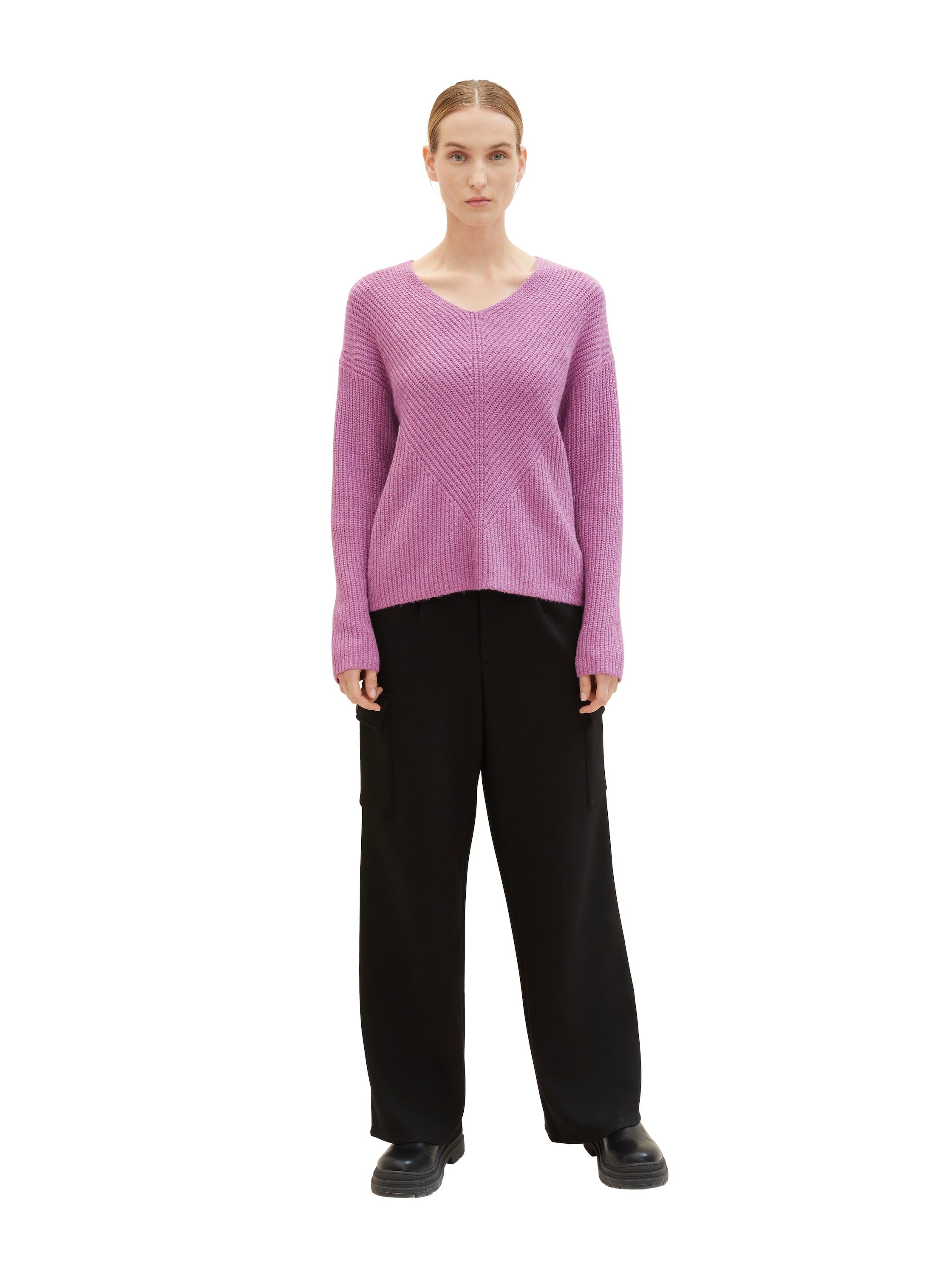 melange plum mit Strickpullover TAILOR Drop-Shoulder TOM mauvy Naht