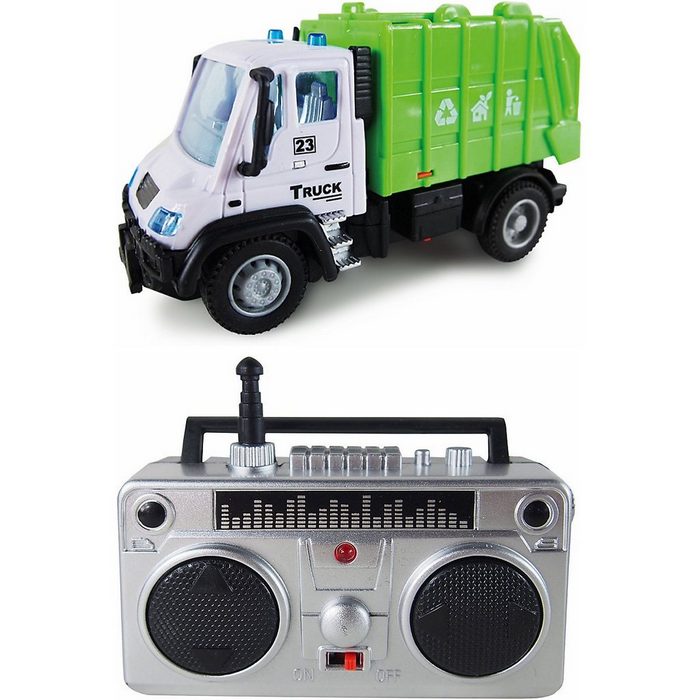 Amewi Spielzeug-Auto Mini Truck Müllabfuhr 1:64 RTR 2 4GHz grün