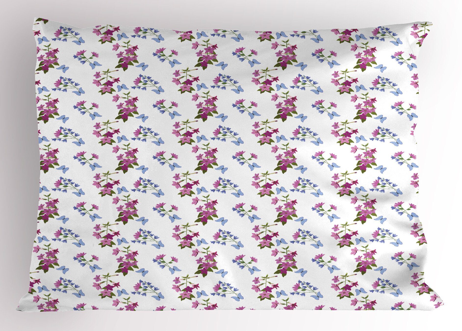 Insekten Kissenbezüge Wildblumen Kissenbezug, Size Stück), Standard (1 Abakuhaus King Dekorativer Blumen Gedruckter