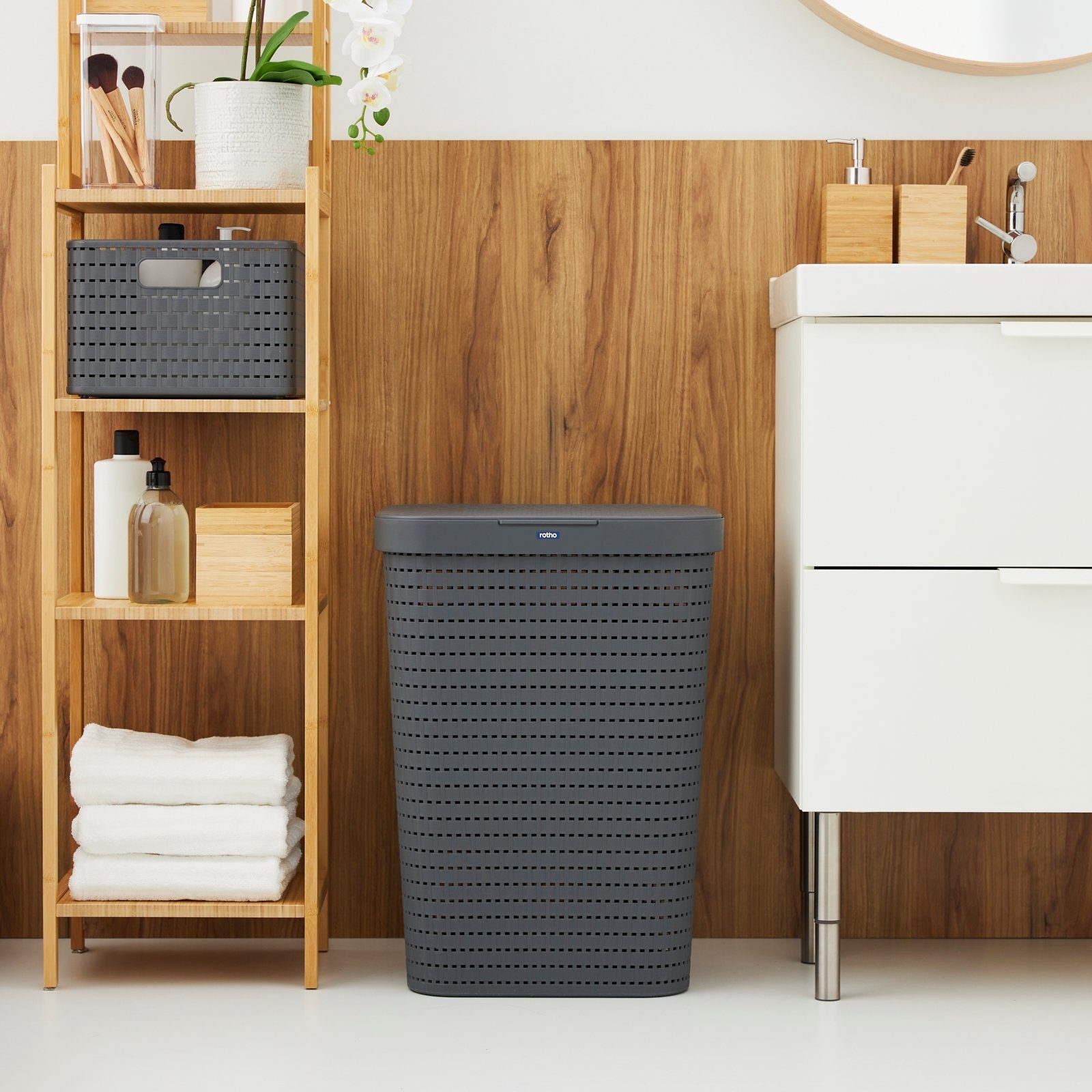 ROTHO Wäschekorb Country Set 2tlg. bestehend aus Korb 40l und Sammler 55l m günstig online kaufen