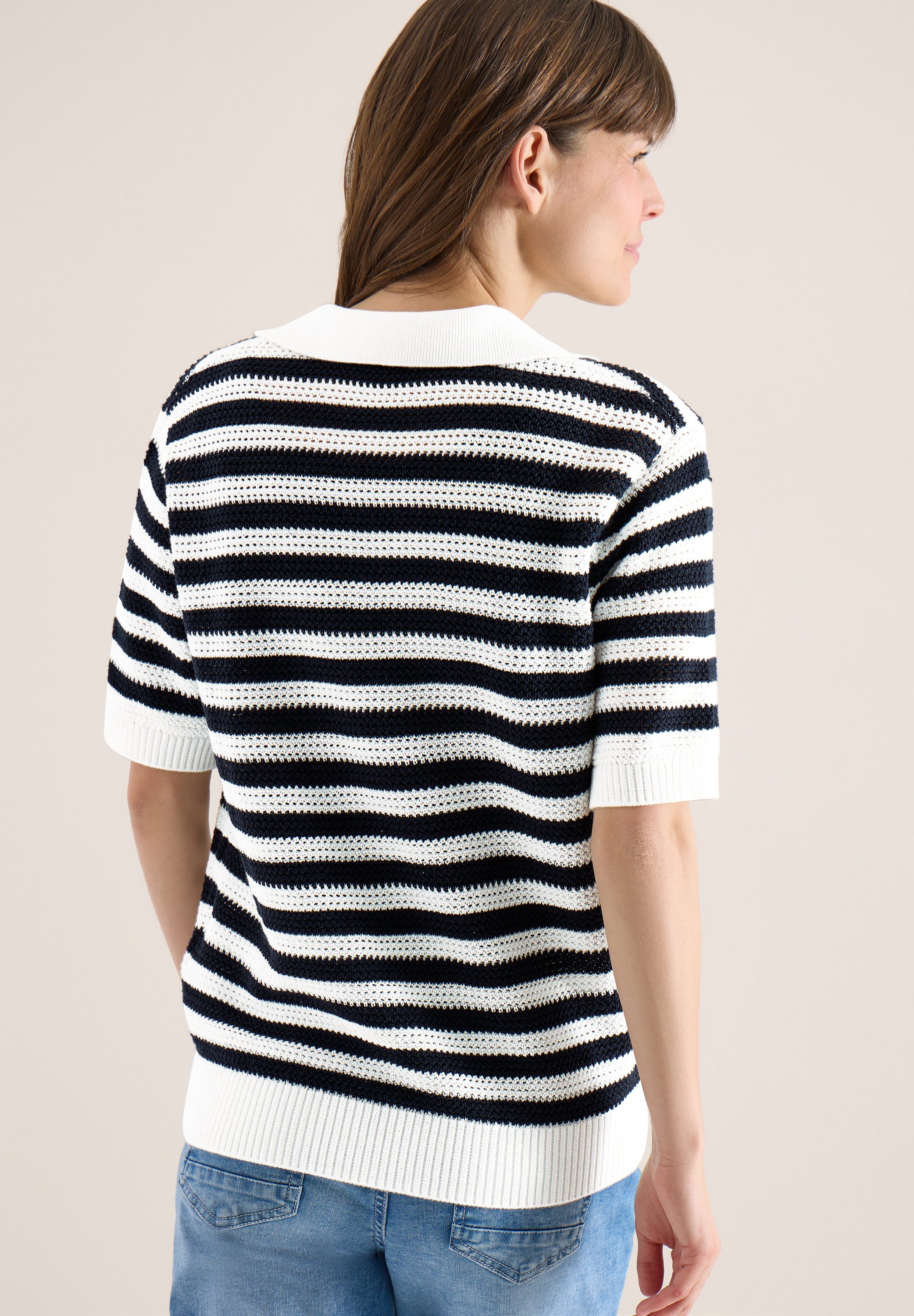 CECIL Kurzarmpullover in Mesh-Qualität