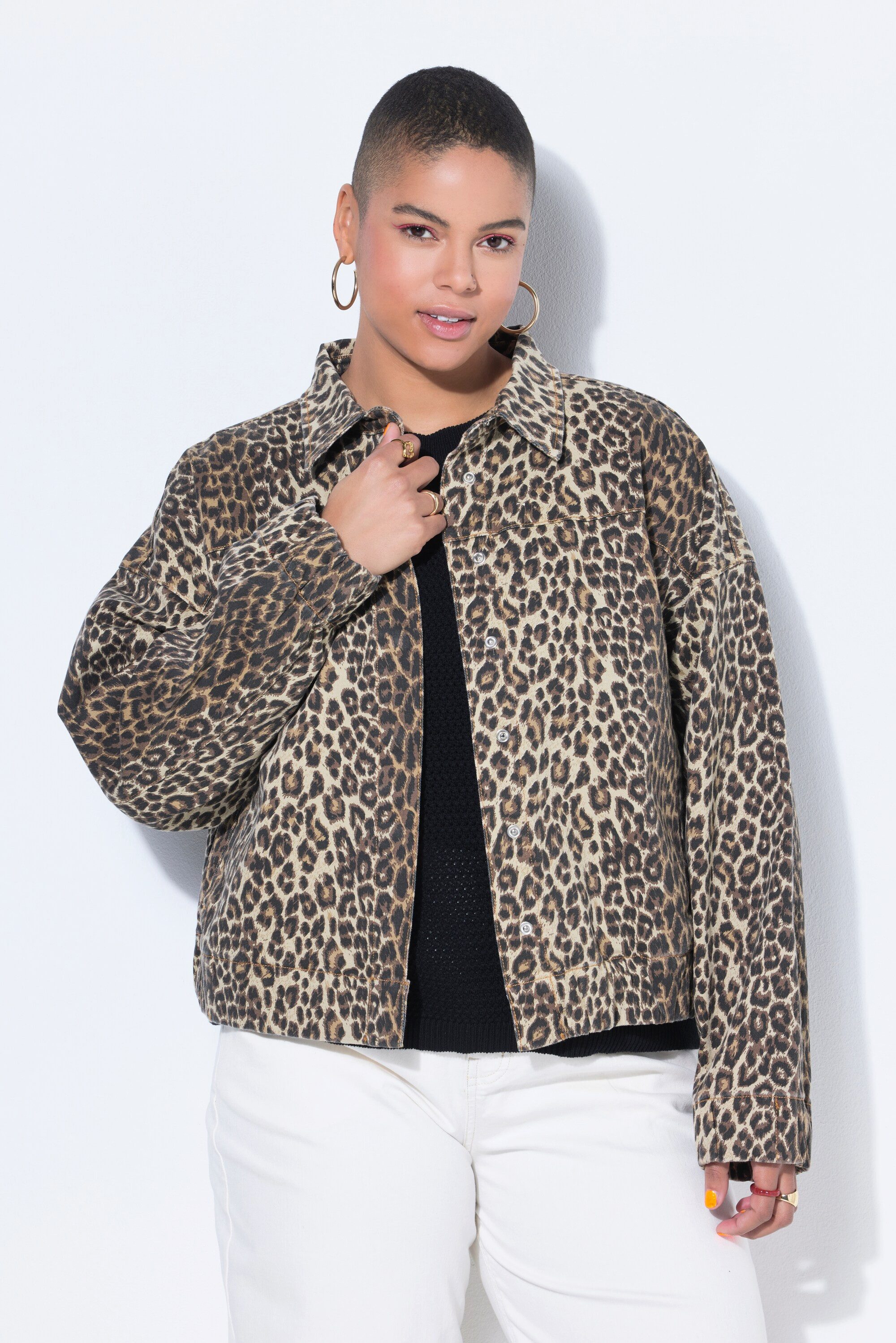 Kurzjacke Leo-Blouson oversized Hemdkragen
