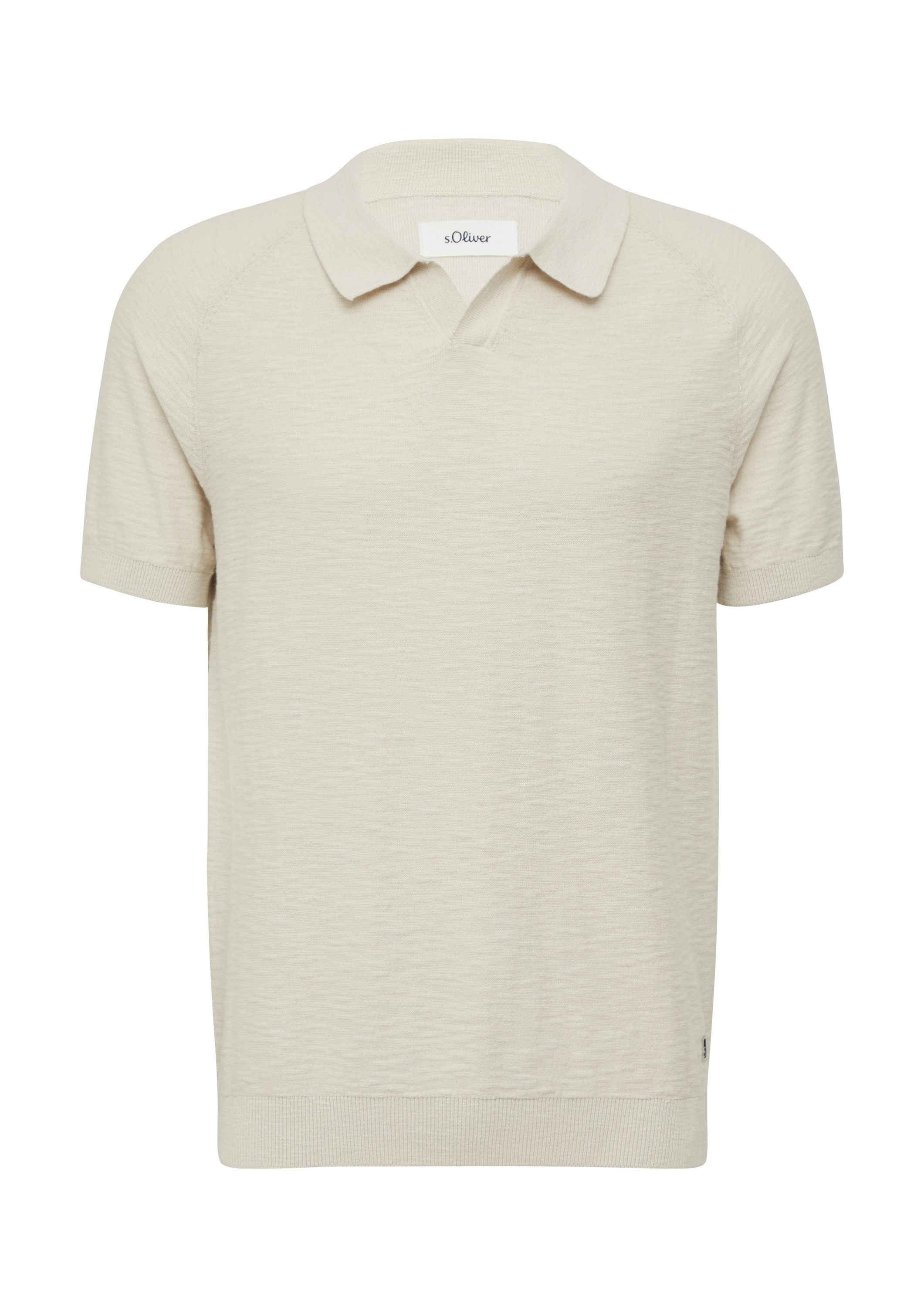 s.Oliver Kurzarmshirt Strickpullover Gestricktes Poloshirt mit Flammgarnstr günstig online kaufen