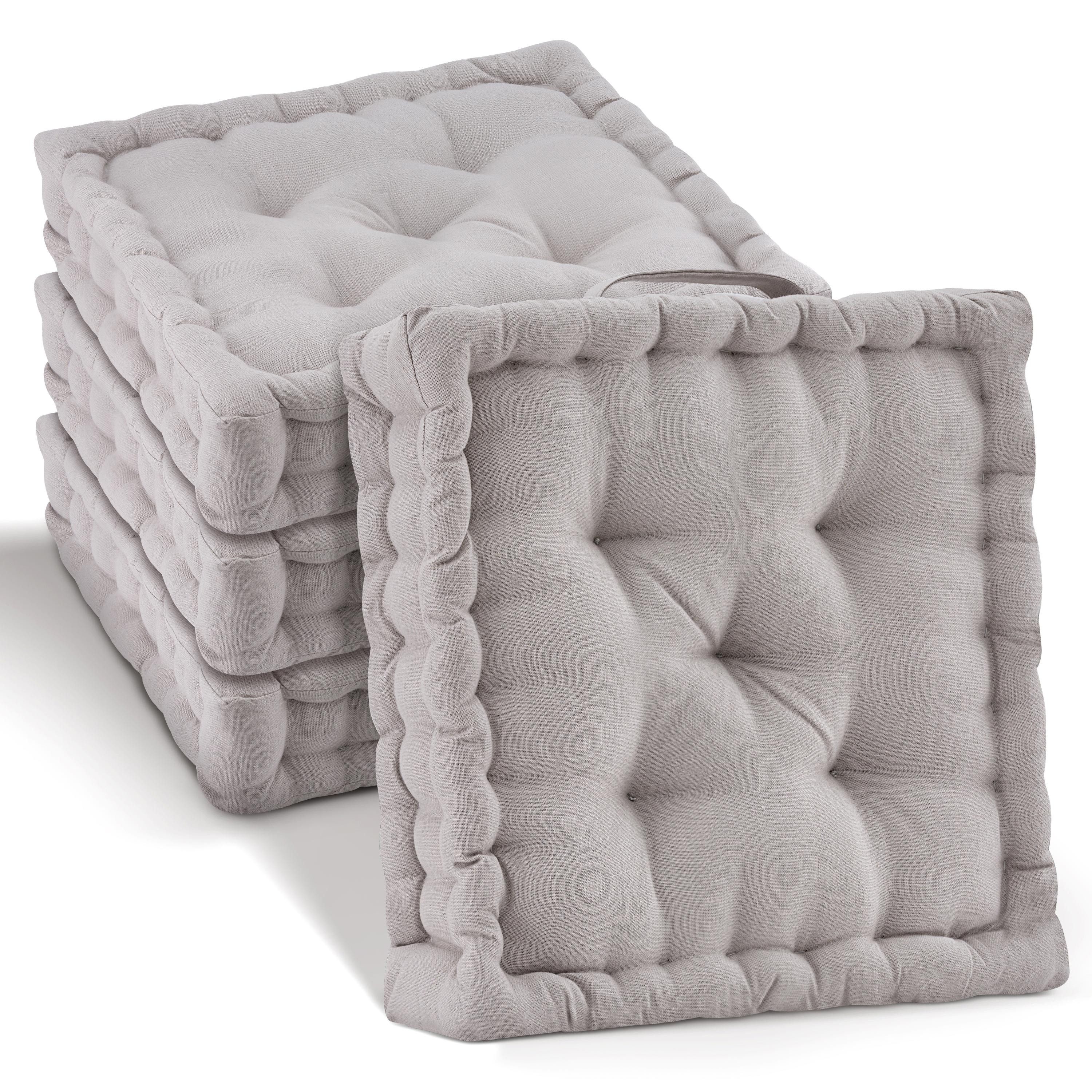 Beautissu Stuhlkissen 4er Set Bodenkissen Sitzkissen Mila, 40x40cm, Taupe, günstig online kaufen