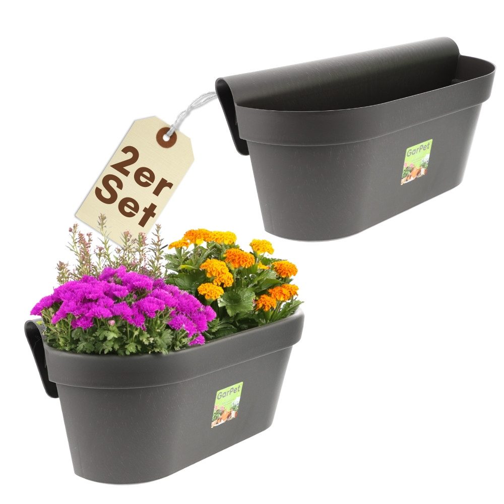 GarPet Balkonkasten 2er Set Geländerkasten Balkon mit Wasserspeicher Blumen günstig online kaufen
