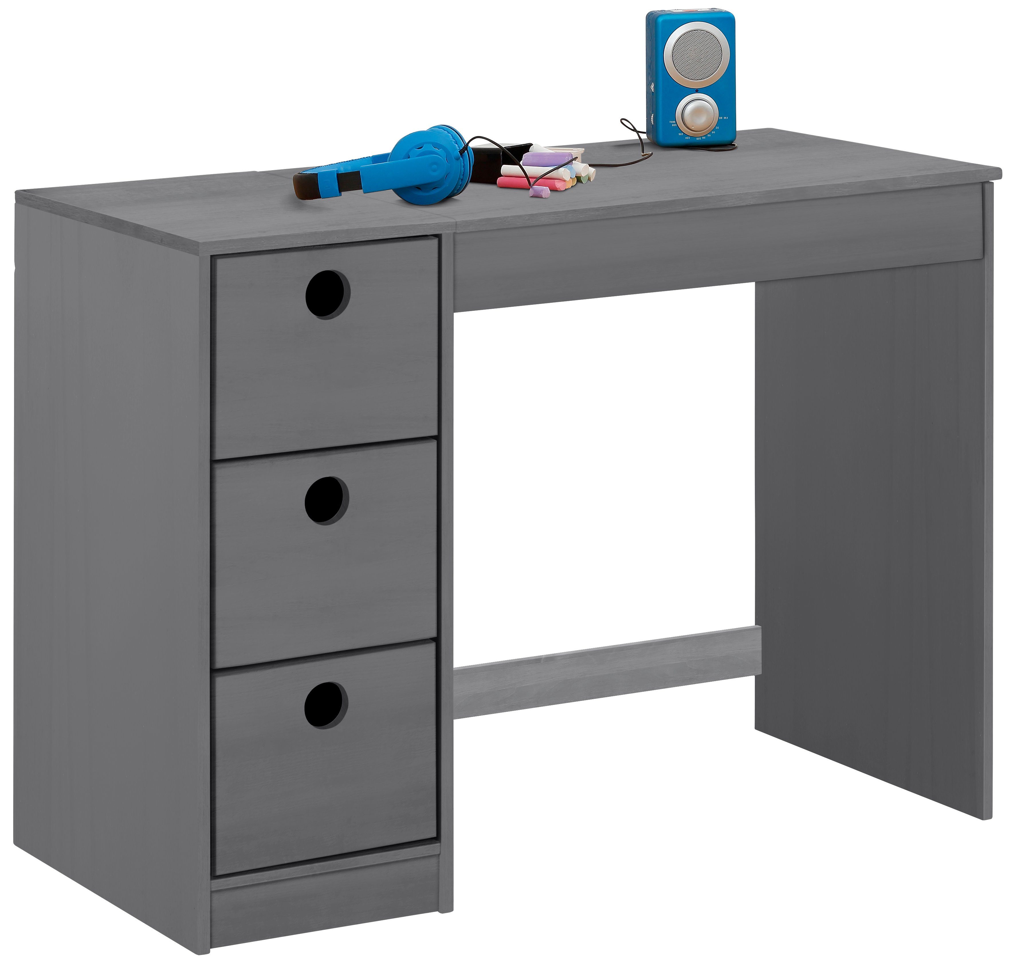 OTTO home Kinderschreibtisch Alpi, Kiefernholz, Wangengestell, mit 3 Schubk günstig online kaufen