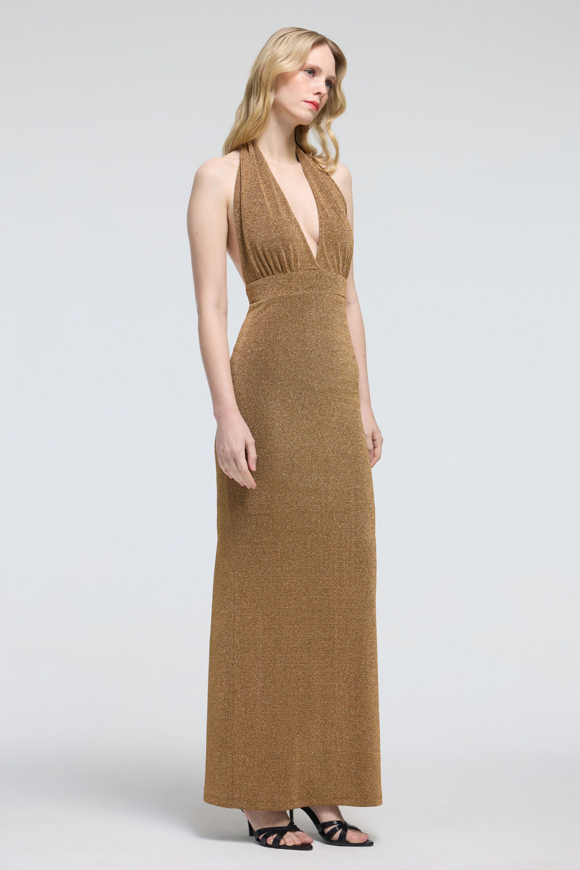 adL Abendkleid Glitzer-Maxikleid mit Neckholder