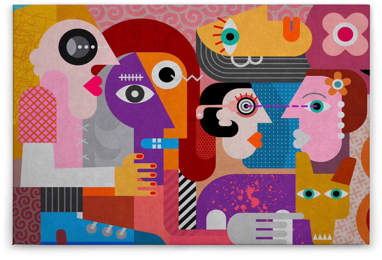 A.S. Création Leinwandbild couples, Abstrakt, Kinder, Kunst (1 St), Keilrahmen Bild Bunt Abstrakt Menschen Leinwand-Bild Wohnzimmer modern