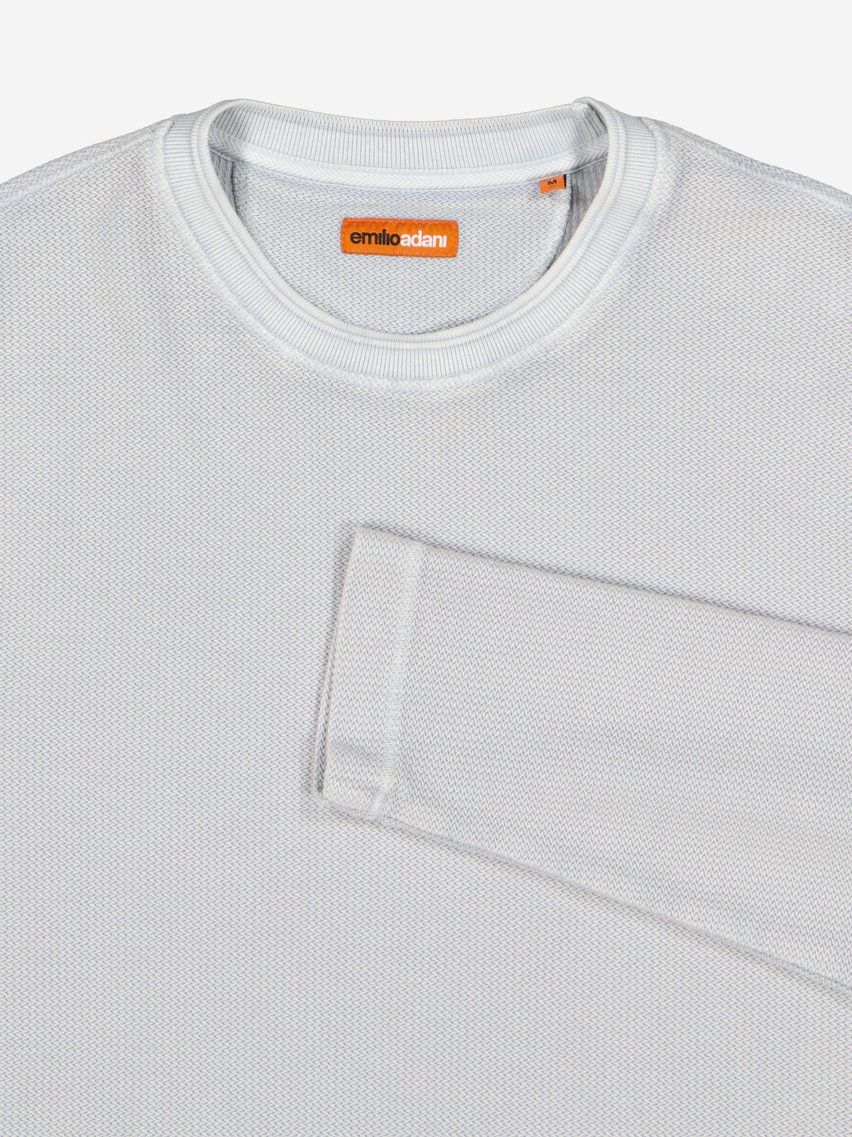 emilio adani Langarmshirt Herren Pullover strukturiert, Hellgrau