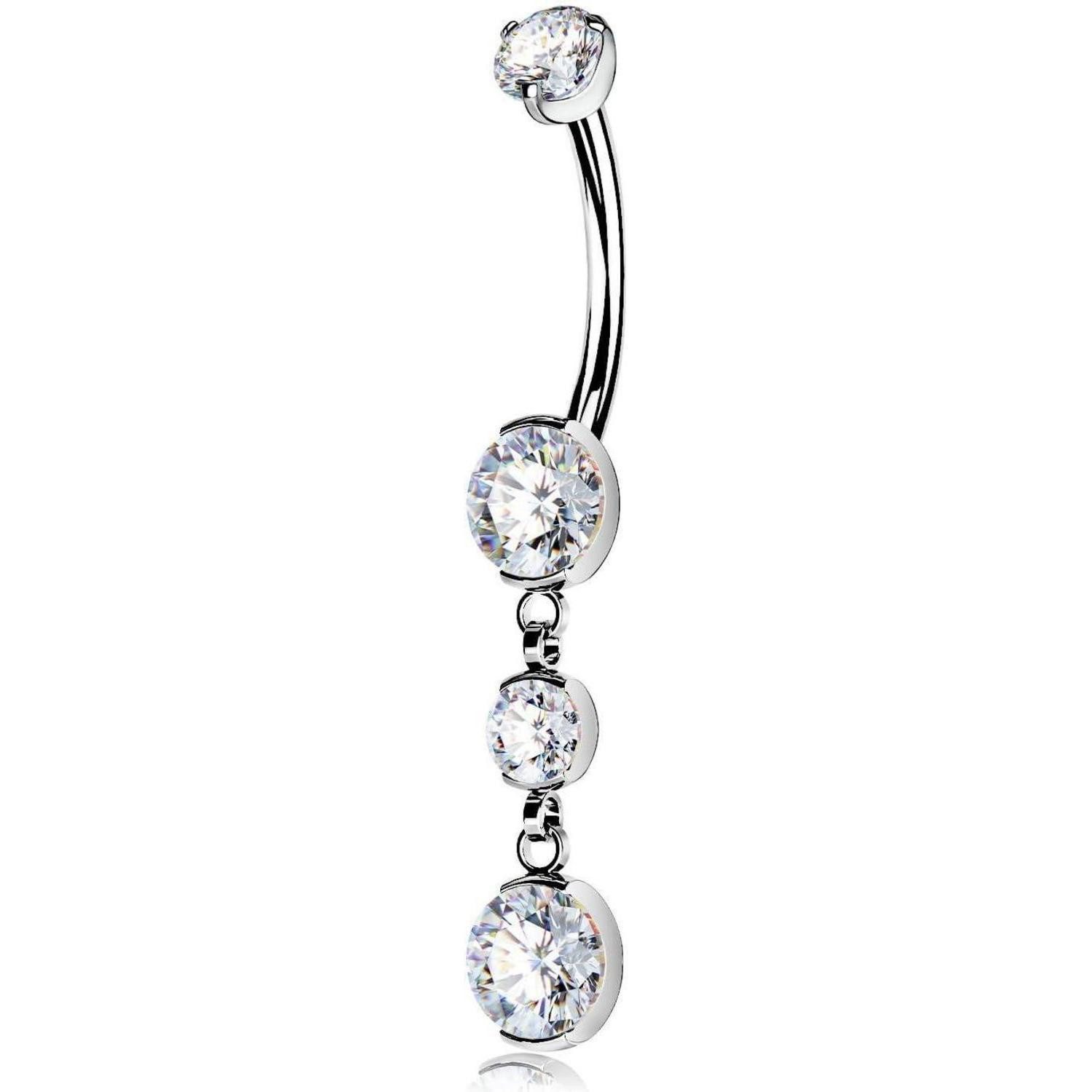 LuxusKollektion Bauchnabelpiercing Bauchnabelpiercing Titan 14g transparent CZ Piercing 14mm