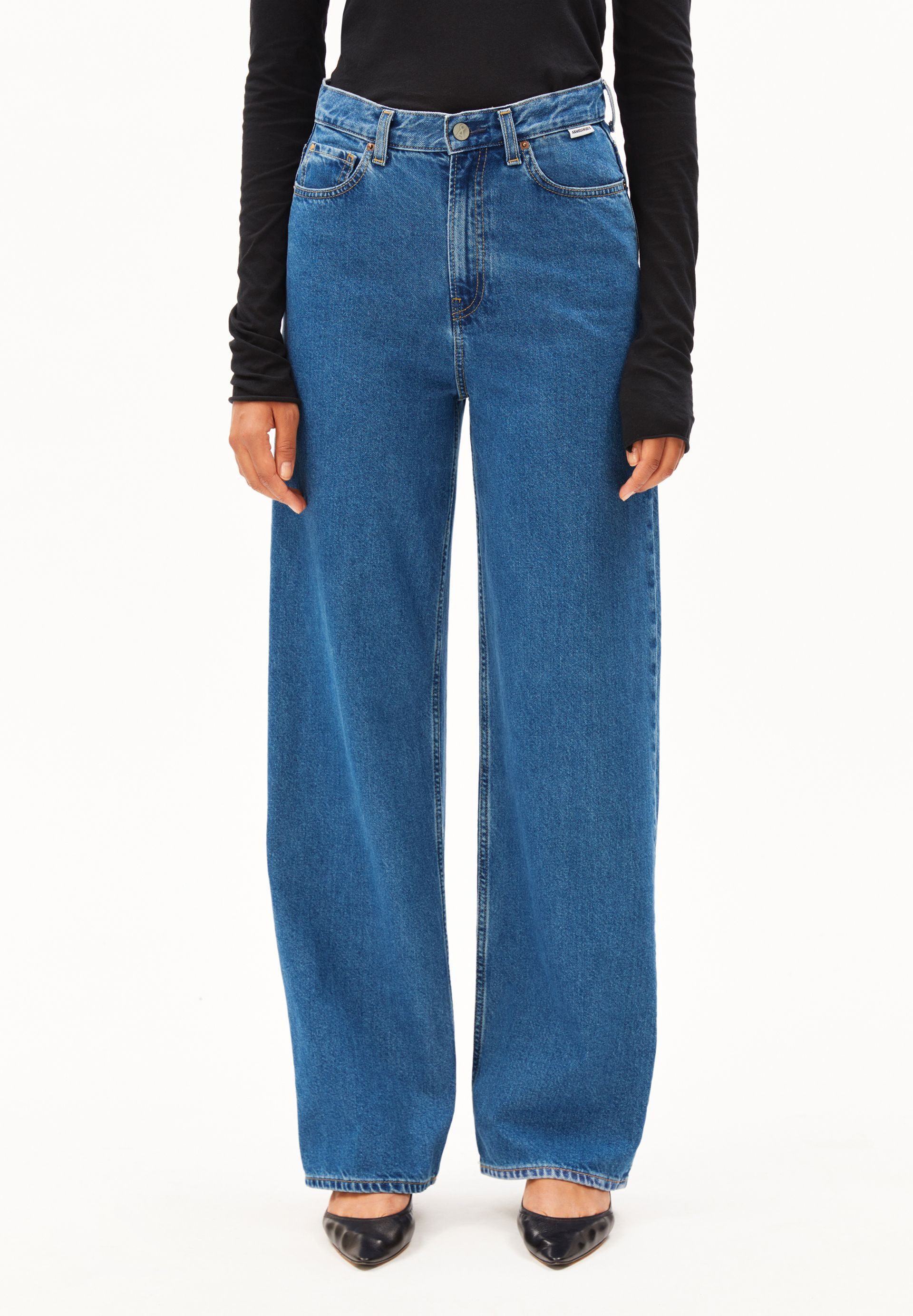 Armedangels Weite Jeans ENIJAA Wide Jeans recycelter Baumwolle (Non-Stretch, Regular Fit) High waist