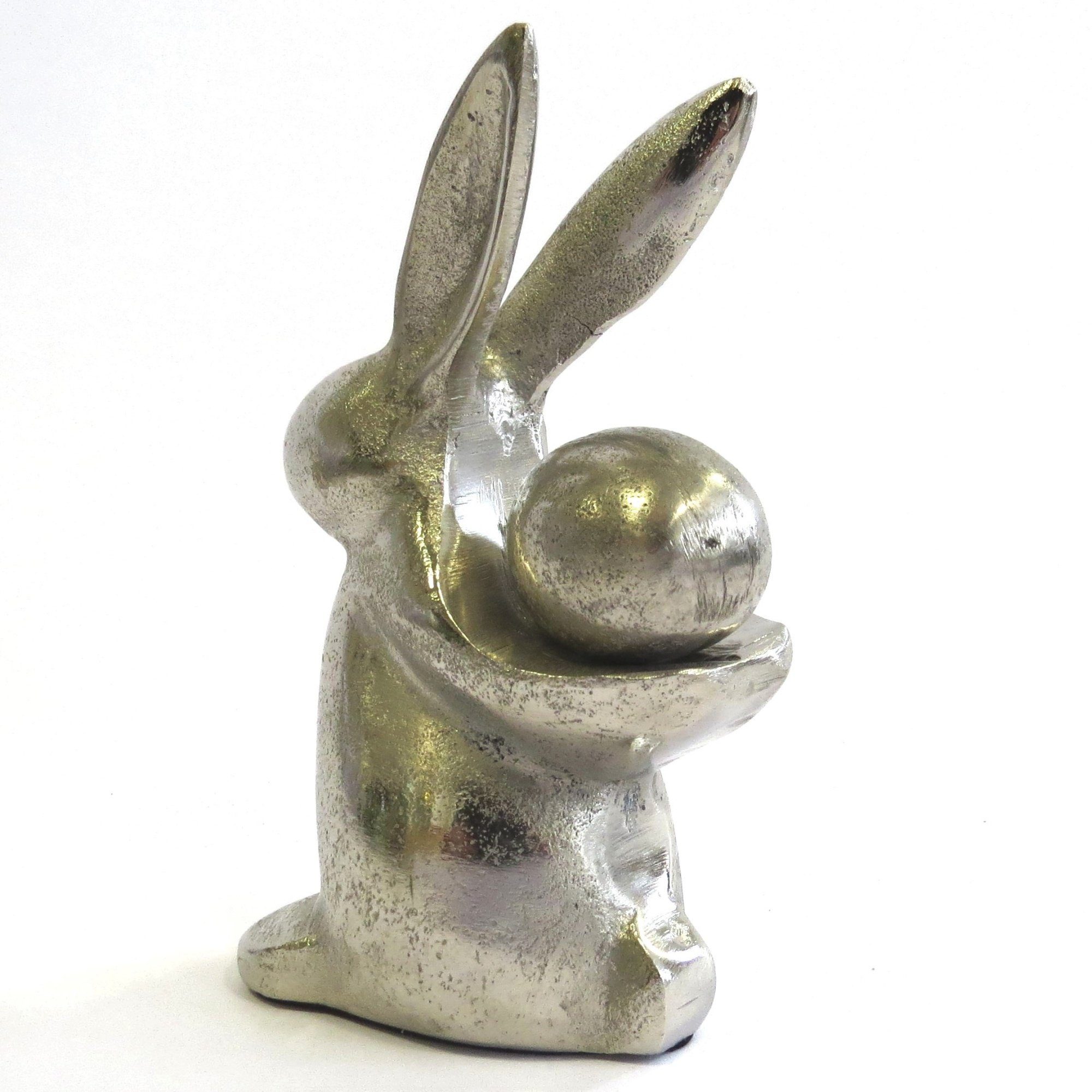 colmore Osterhase Osterhase mit Ei Silber Metall Vintage Retrostil 16 cm (2 St)
