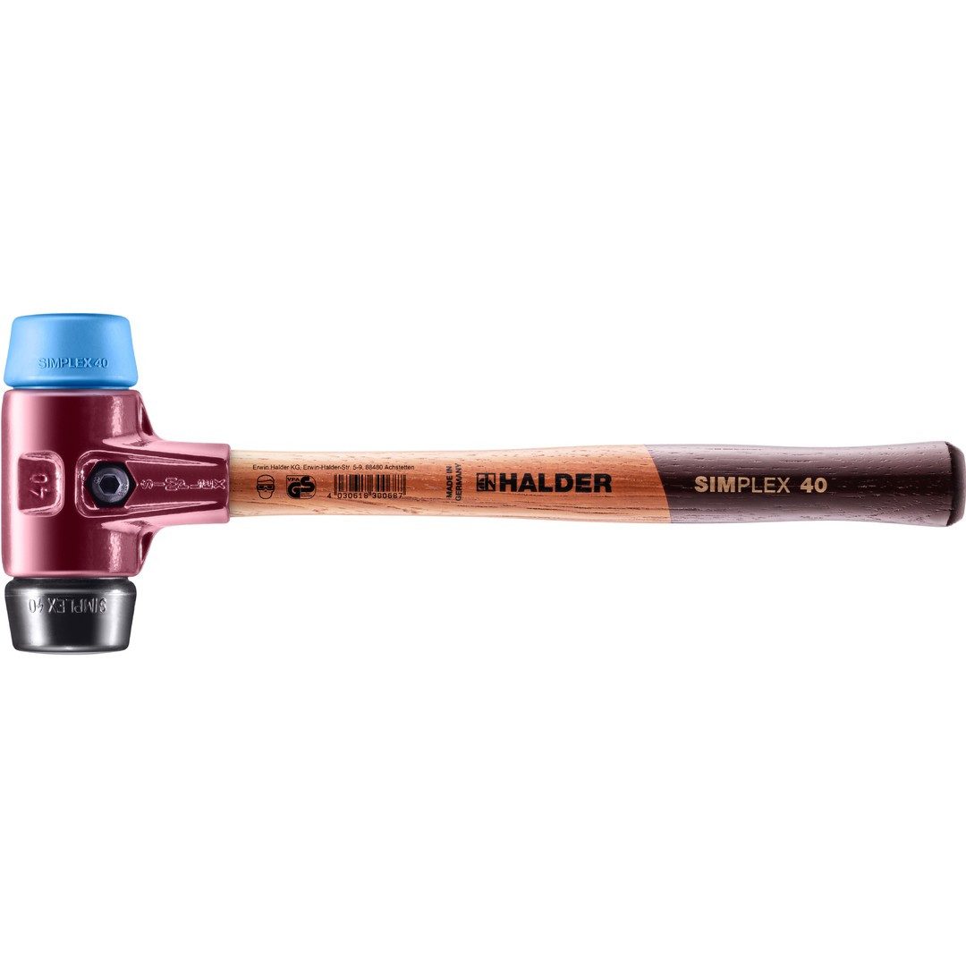 Gummihammer HALDER SIMPLEX Schonhammer Ø 40 mm Gummi / TPE-soft blau mit Tempergus