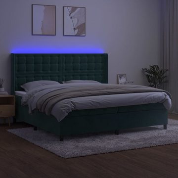 vidaXL Bettgestell Boxspringbett mit Matratze LED Dunkelgrün 200x200 cm Samt Bett Bettge