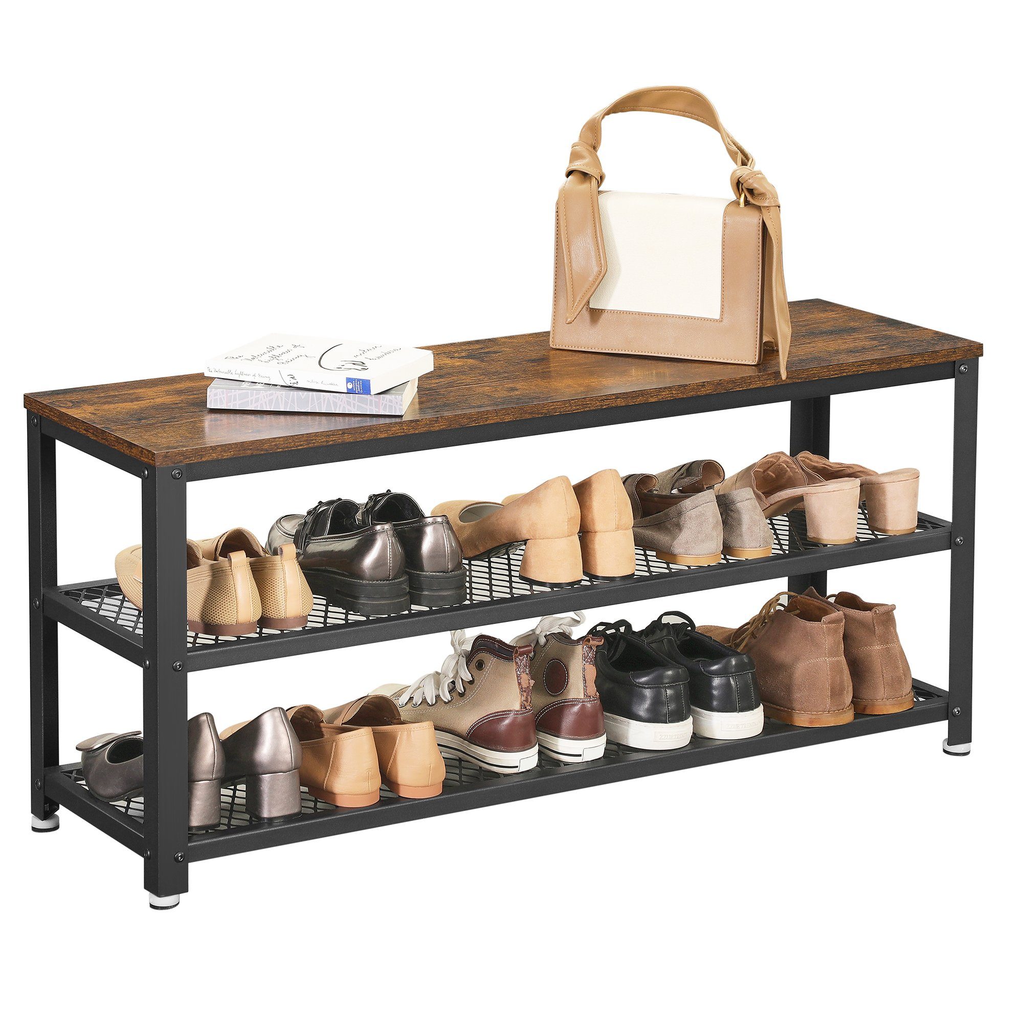 VASAGLE Schuhbank, Schuhregal, 100 x 30 x 45 cm (L x B x H)