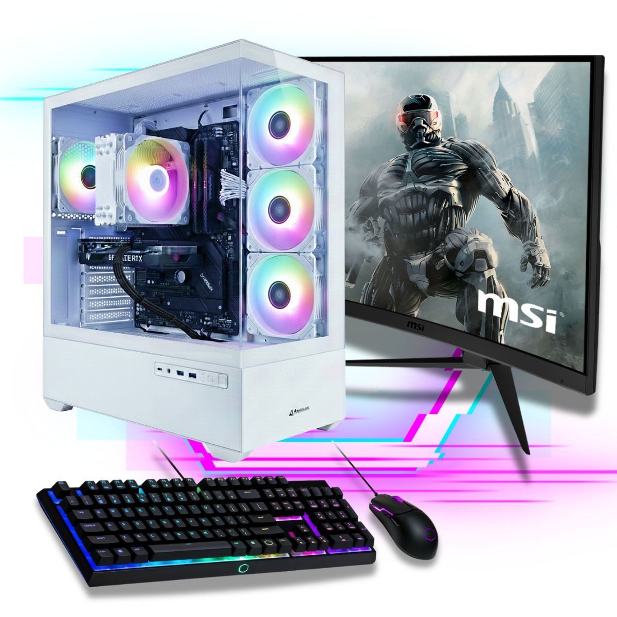 Meinpc Set mit Ryzen 9 und RTX 5060 2K TFT Gaming-PC-Komplettsystem (27", 5950X Ryzen 9 5950X, RTX 5060, 16 GB RAM, 1000 GB SSD, Gamer, Gaming, RGB, White)