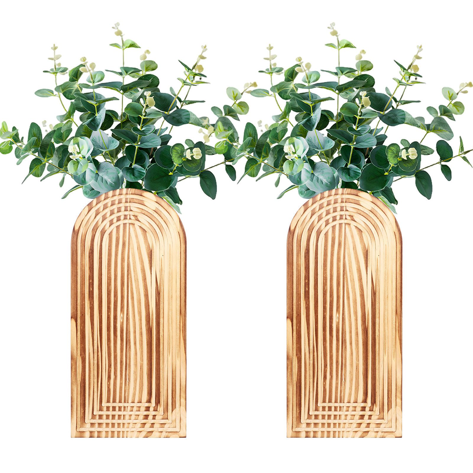 BlingBin Wanddekoobjekt Wand-Pflanzgefäß aus Holz, Vase Wandbehang, Wand Blumentopf (2er Set, 2 St., Produktabmessungen: 29,1 × 13,8 × 3,8 cm), Wand Blumenvase für Künstliche Pflanzen, Geeignet für Wohnzimmer, Flur