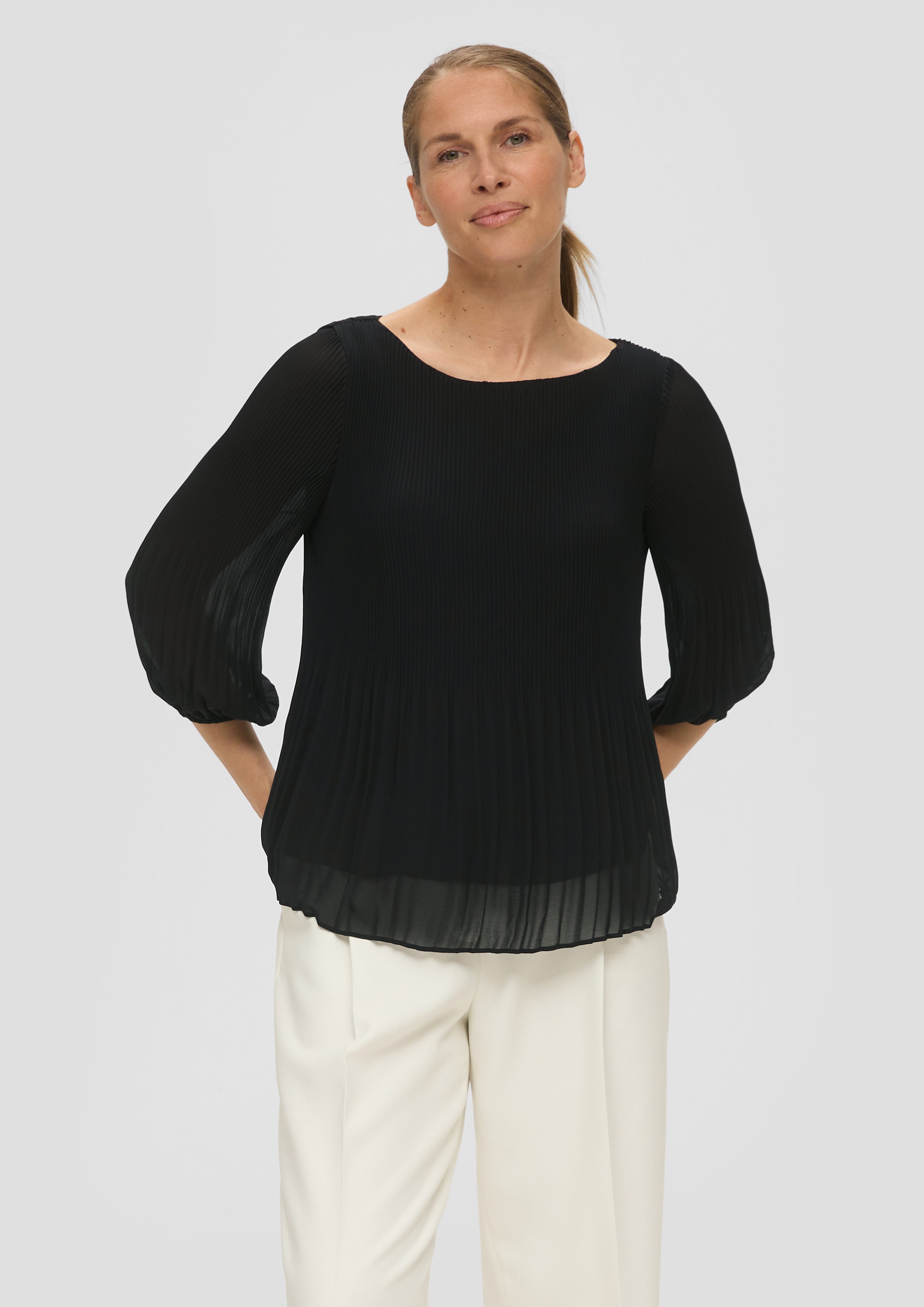 s.Oliver BLACK LABEL Langarmbluse Plisseebluse mit günstig online kaufen