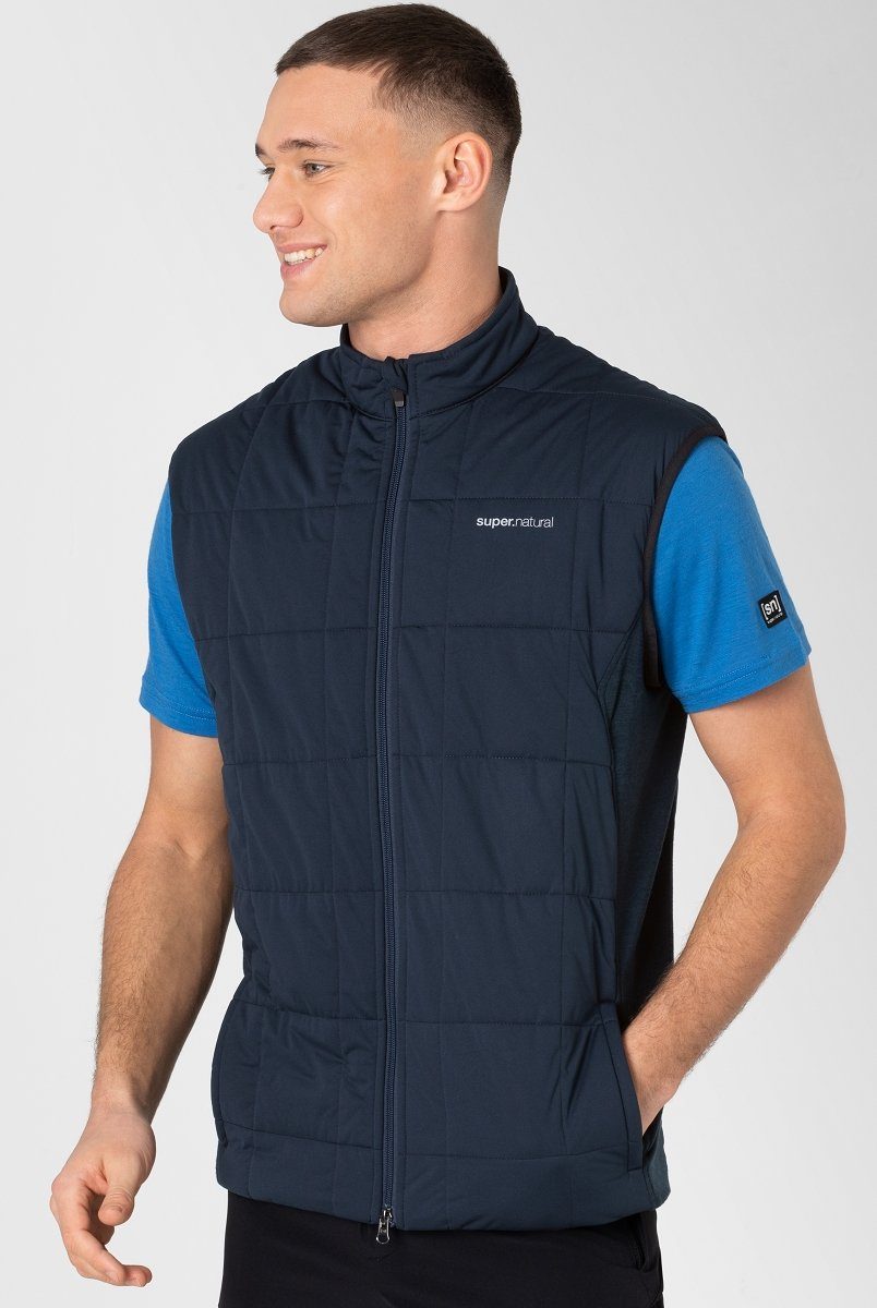 Merino-Materialmix SUPER.NATURAL Weste M Funktionsweste COMFORT wärmender GILET Merino