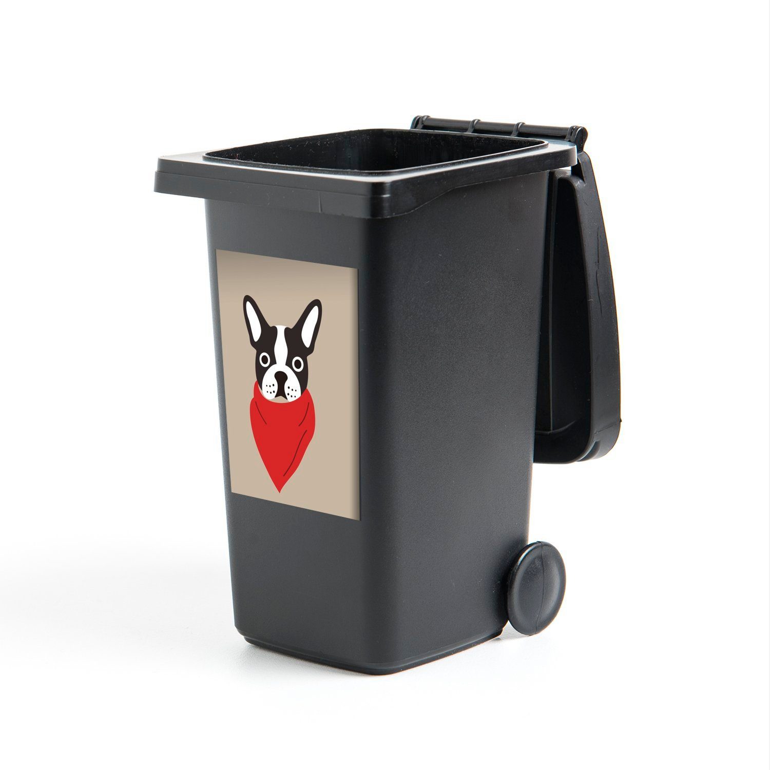 MuchoWow Wandsticker Kinder Illustration Hund mit Kopftuch (1 St), Mülleimer-aufkleber, Mülltonne, Sticker, Container, Abfalbehälter