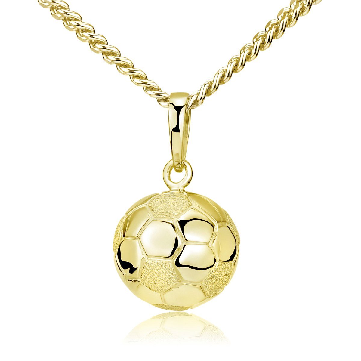 Materia Runder Anhänger Fußball 3D Ball Sport Gelbgold KA-461, Sterlingsilber, vergoldet