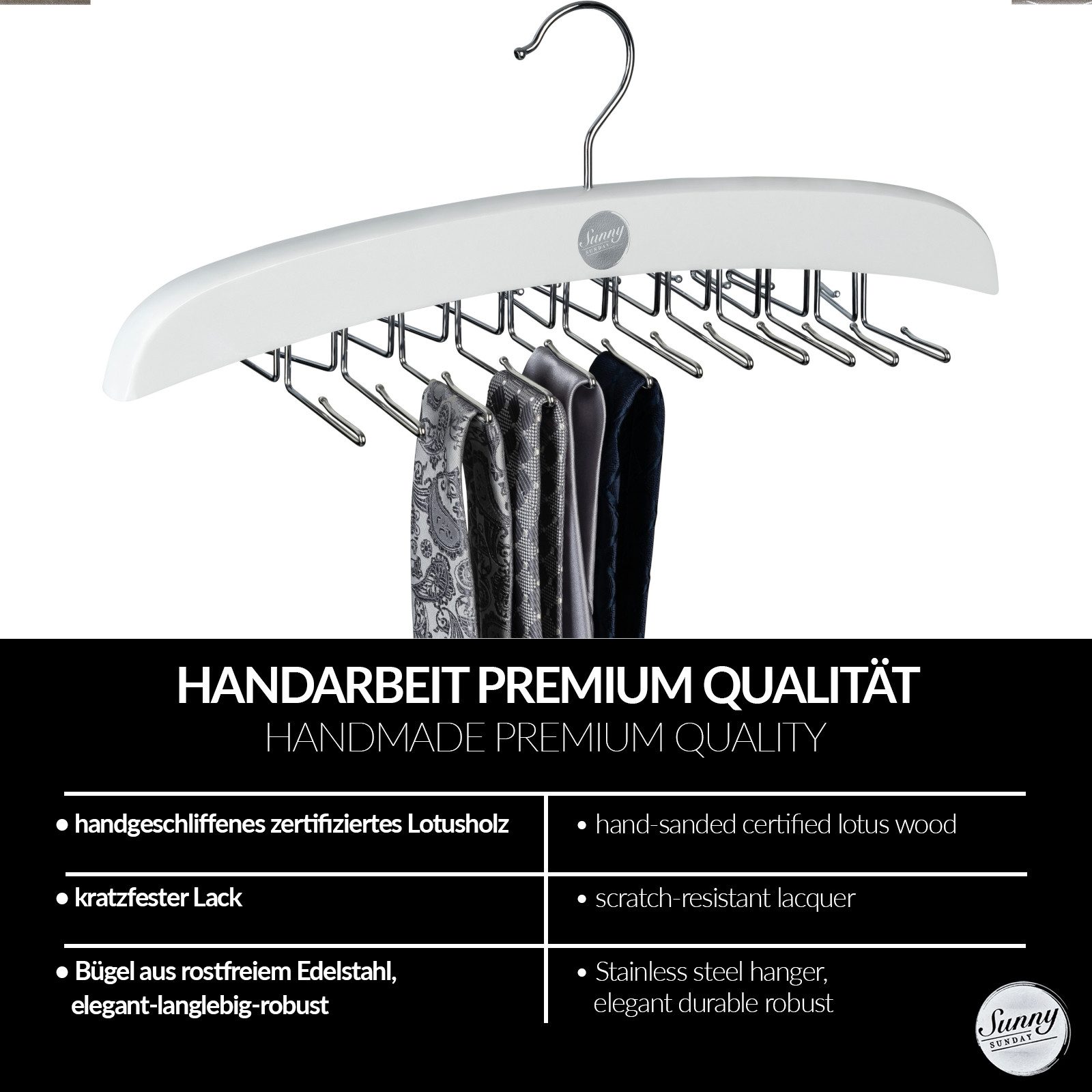 SUNNY SUNDAY Kleiderbügel Holz Krawattenhalter, Aufbewahrung für Krawatten, günstig online kaufen