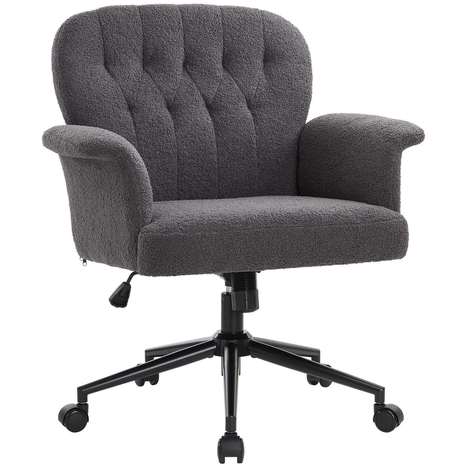 IWMH Bürostuhl Höhenverstellbar Drehstuhl (Teddystoff Schreibtischstuhl), Stuhl für Schminktisch, Schlafzimmer, Homeoffice