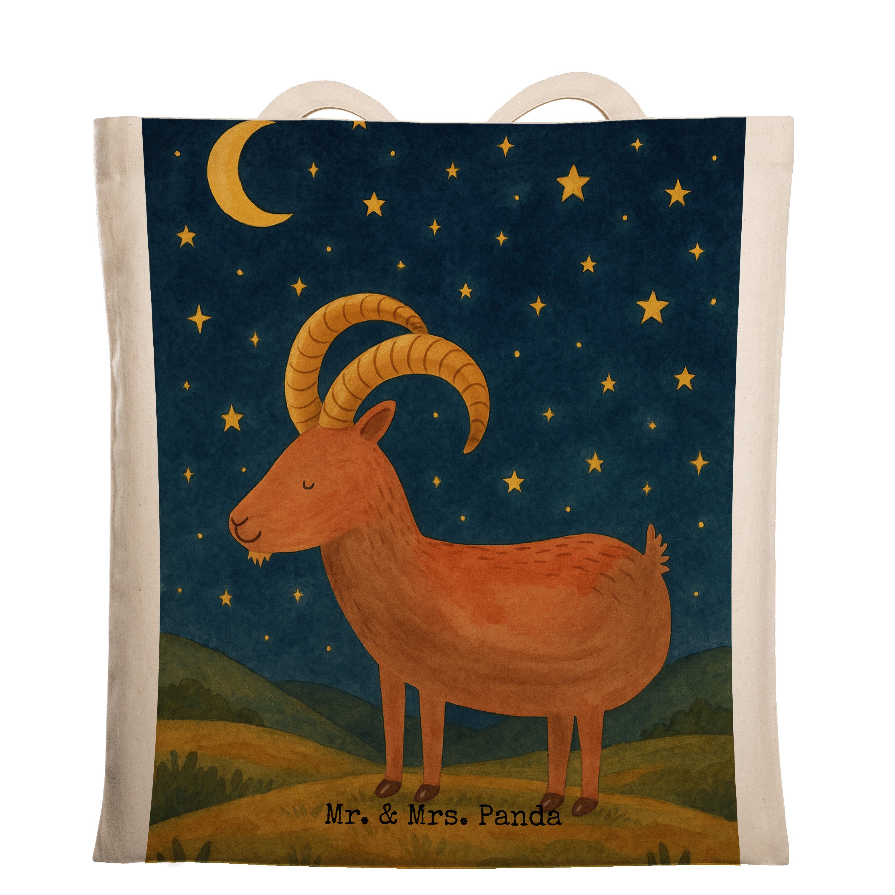 Mr. & Mrs. Panda Tragetasche Sternzeichen Steinbock Design, Beutel, Weiß, Tasche, Laptoptasche, St (Packung), textilbeutel Bock Shopping Tasche