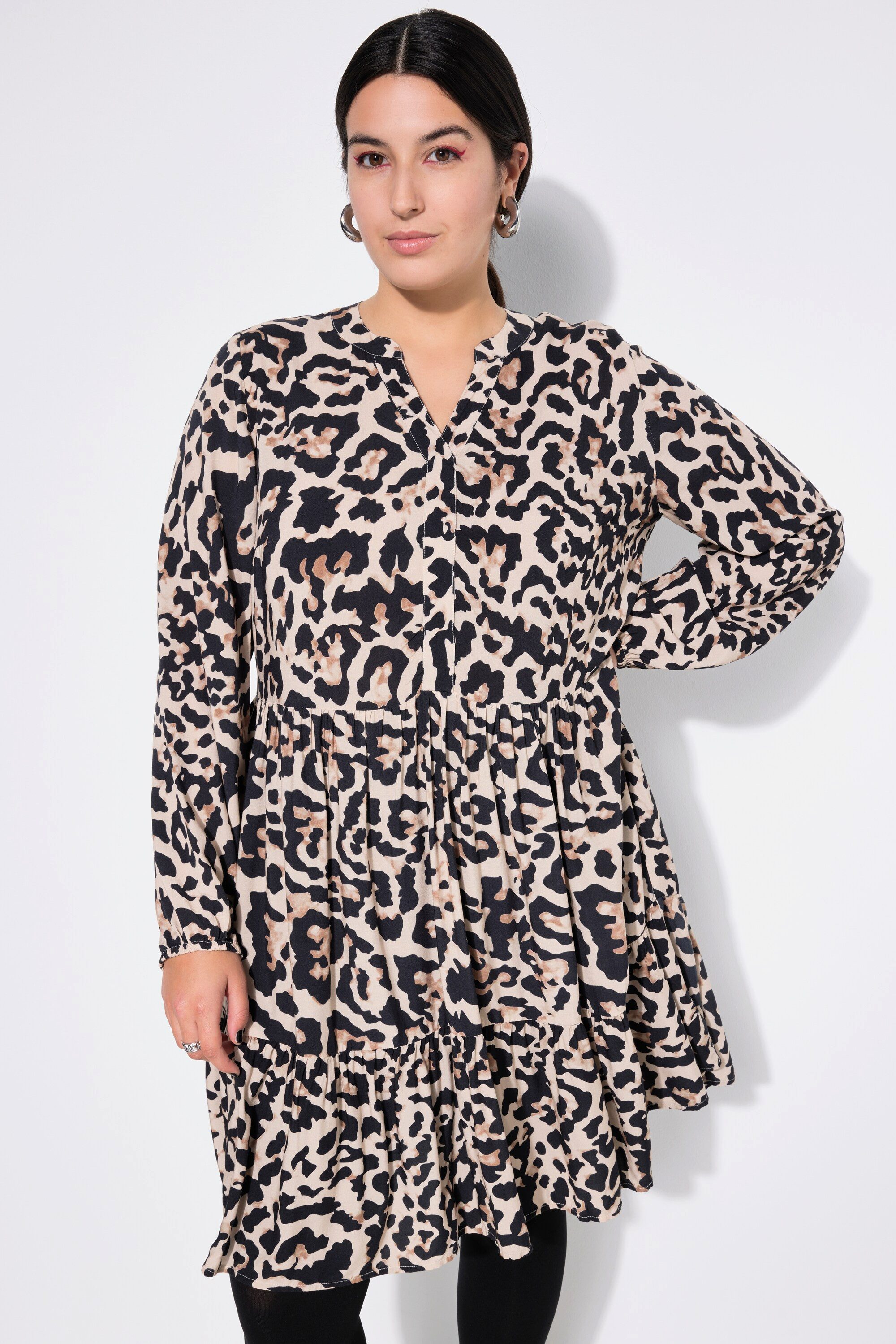 Jerseykleid Minikleid Leo V-Ausschnitt Volants