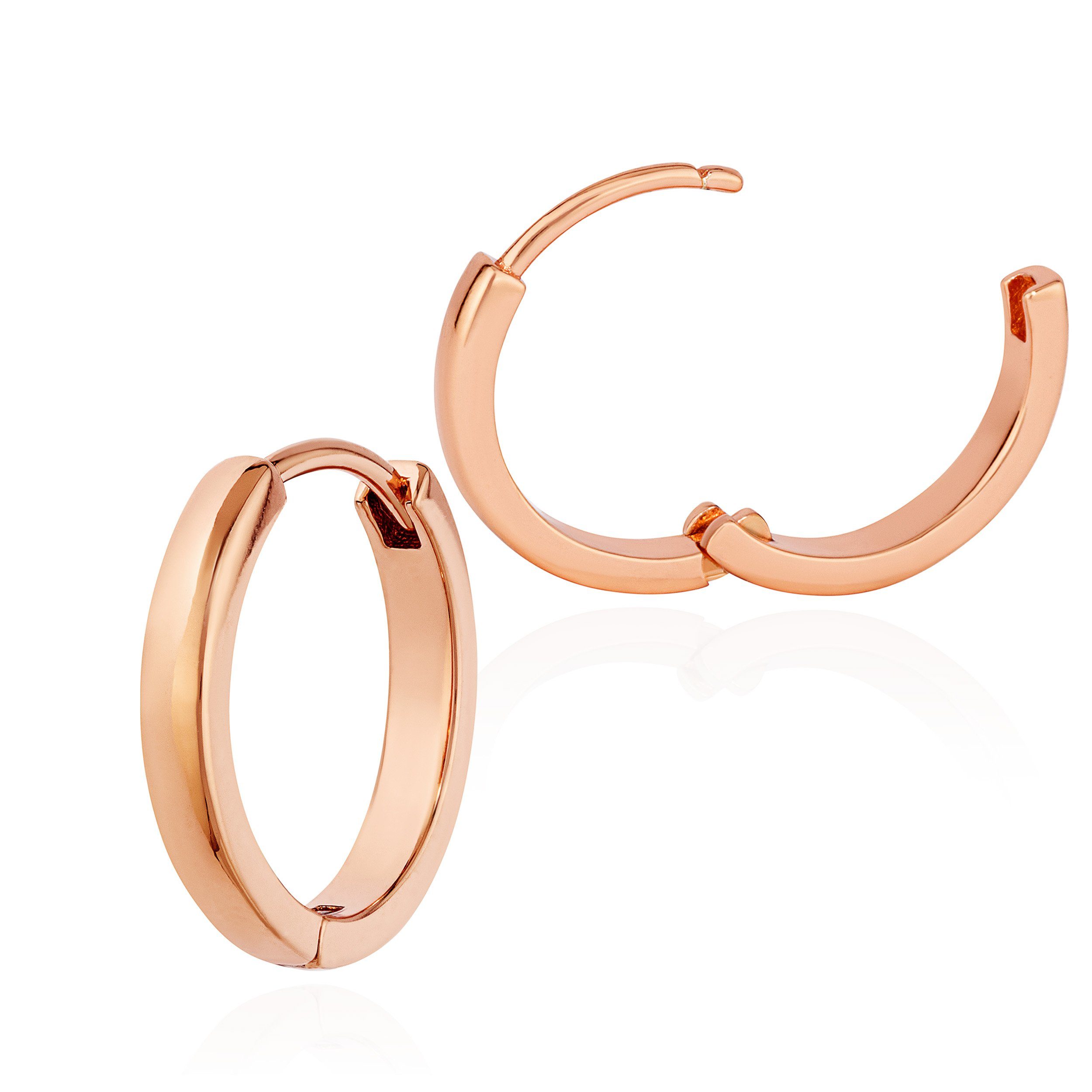 NKlaus Klappcreolen Paar Klappcreolen 925 Silber Rose vergoldet hochglanz 15mm Creolen Ohr