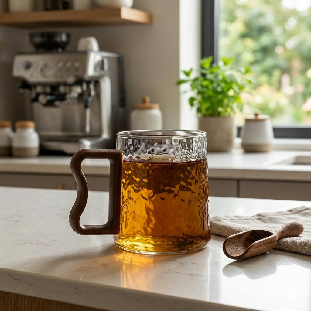 Almina Gläser-Set, 6-tlg., Glas, Kunststoff, mit Struktur-Design und Kunststoffhenkel, 250 ml