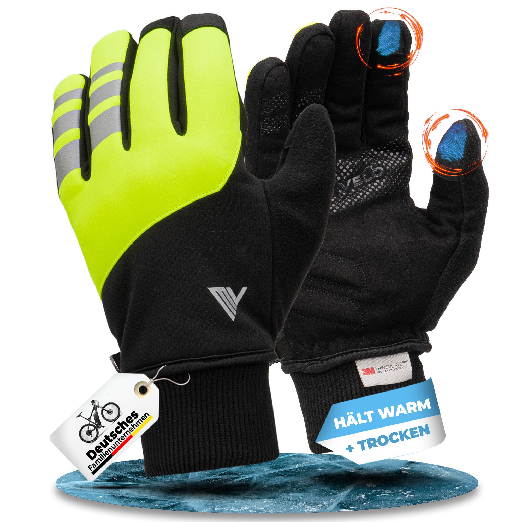 MIVELO Fahrradhandschuhe warme Winterhandschuhe Перчатки Winter mit Thermo-Fleece wasserfest 3M-Thinsulate