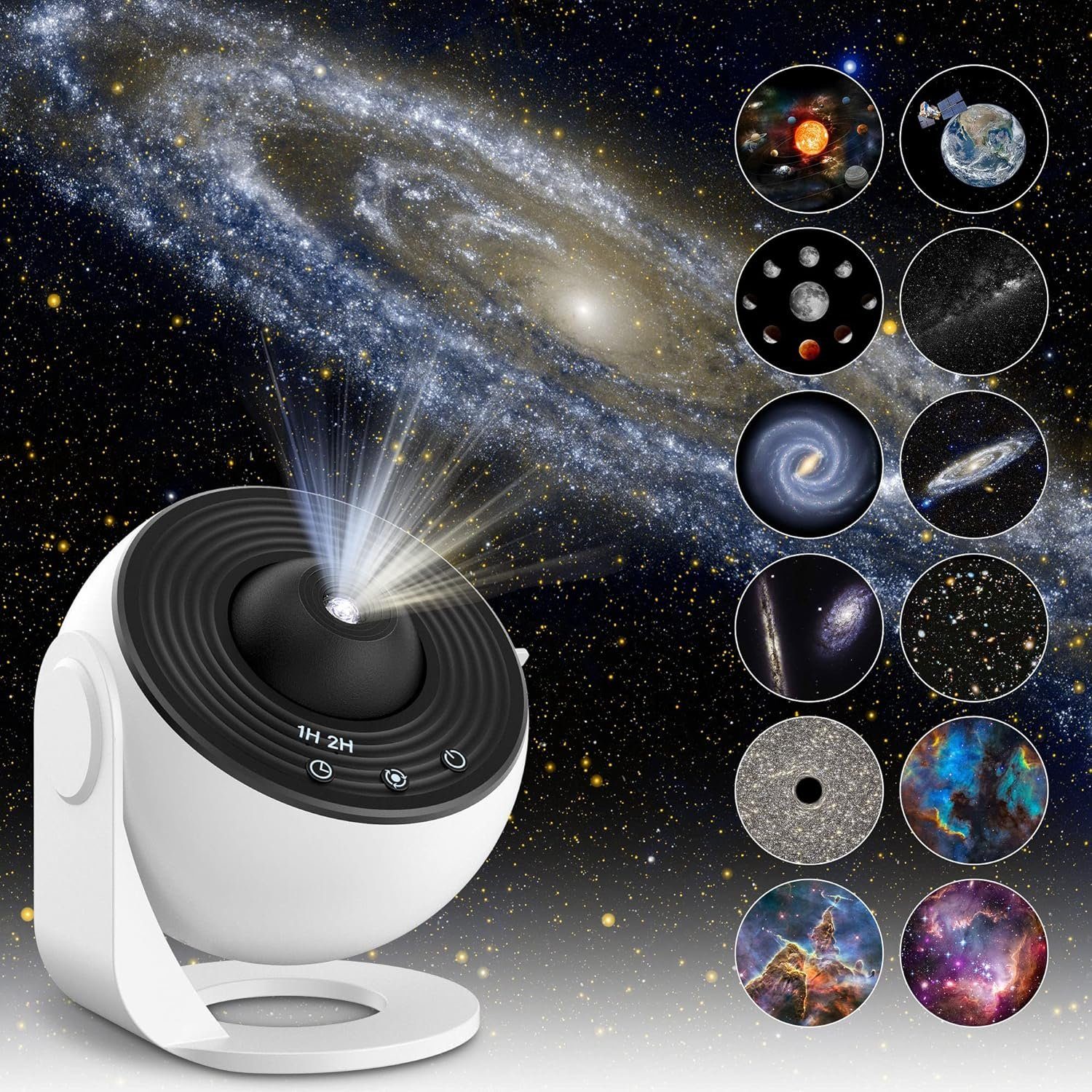 autolock Diaprojektor LED Galaxy Projektor Planetarium Sternenhimmel  Projektor, 12 Planeten Discs Galaxy Projektor Lampe für Schlafzimmer