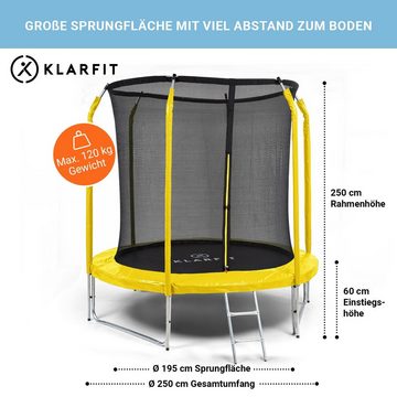 KLARFIT Gartentrampolin Jumpstarter, Ø 250 cm, Kinder Trampolin Outdoor Trampolin Kinder Gartentrampolin für zuhause
